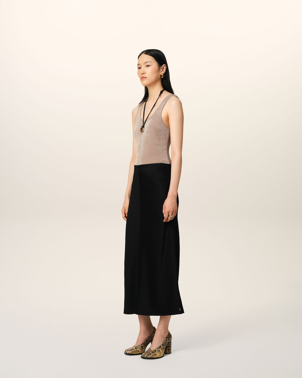 Black Straight Midi Skirt