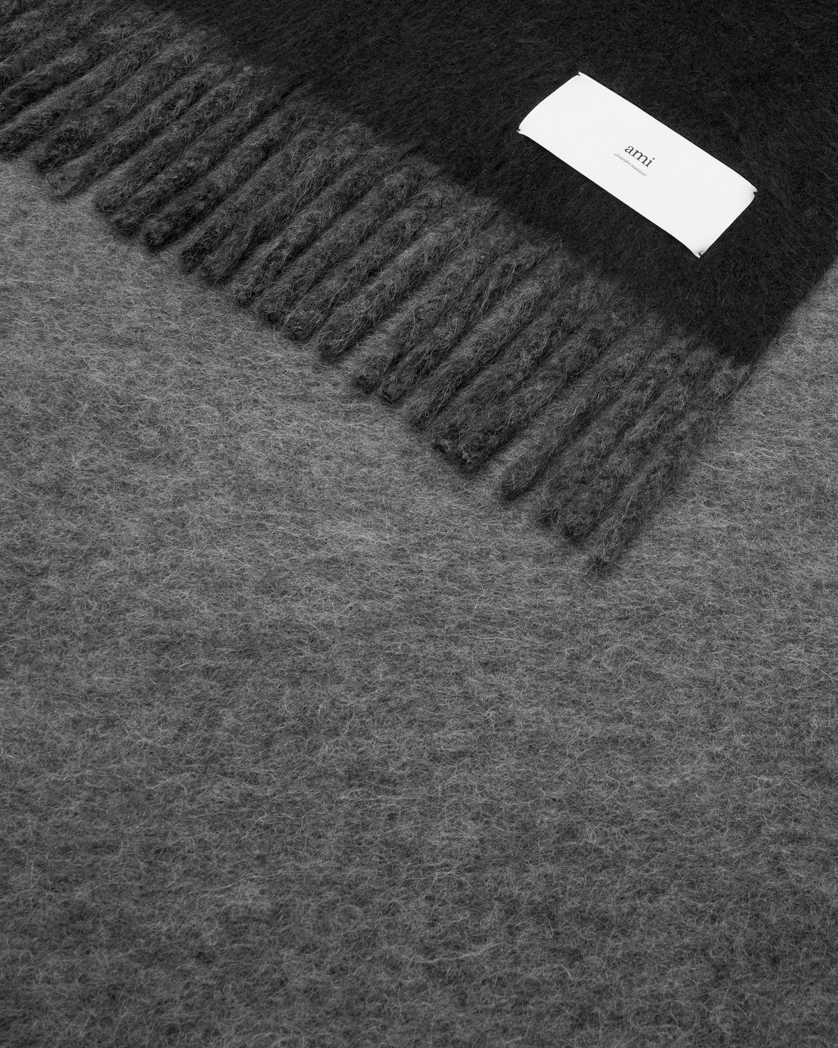 Black Wool Bicolor Double-Sided Blanket