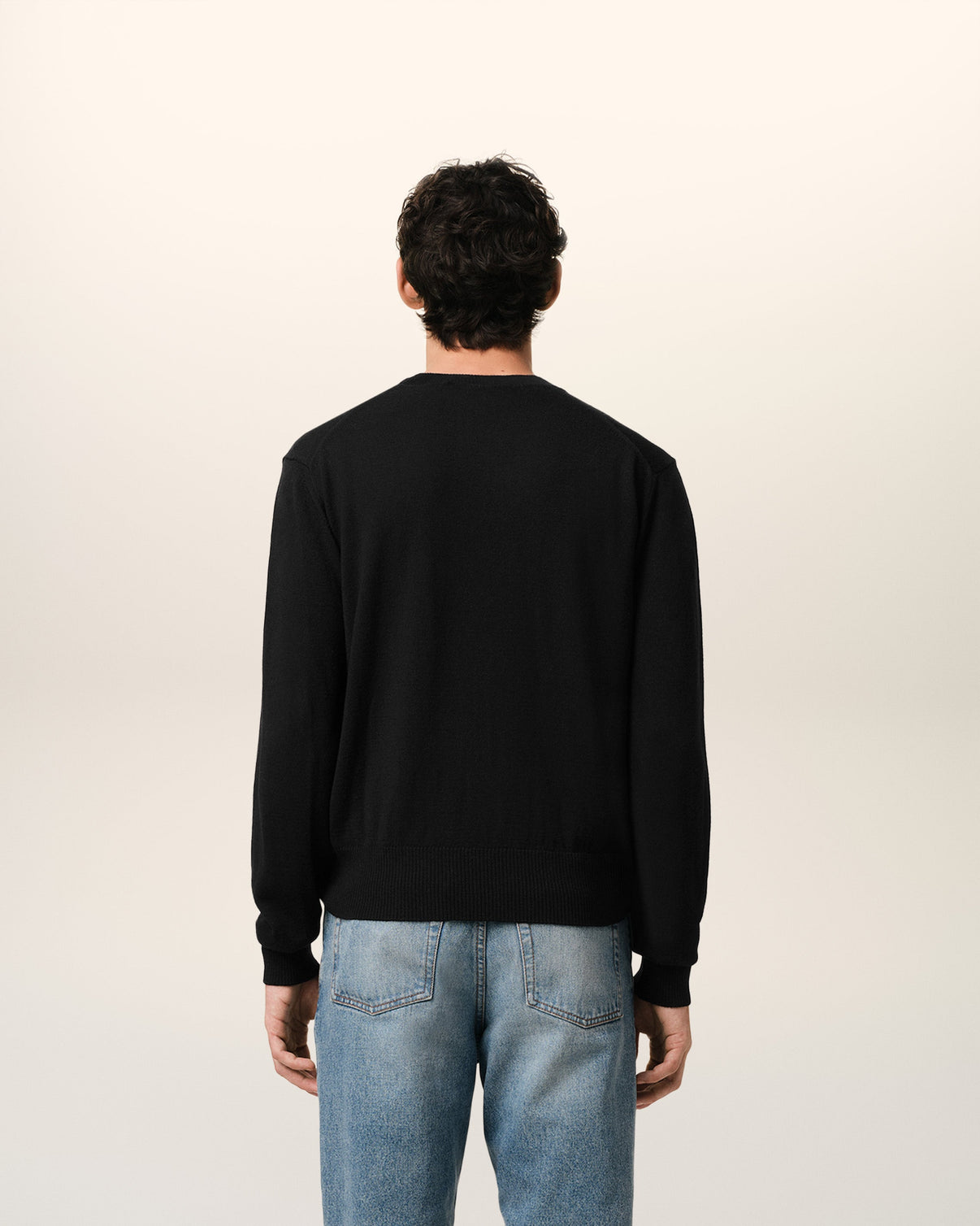Black Wool Crew Neck Sweater