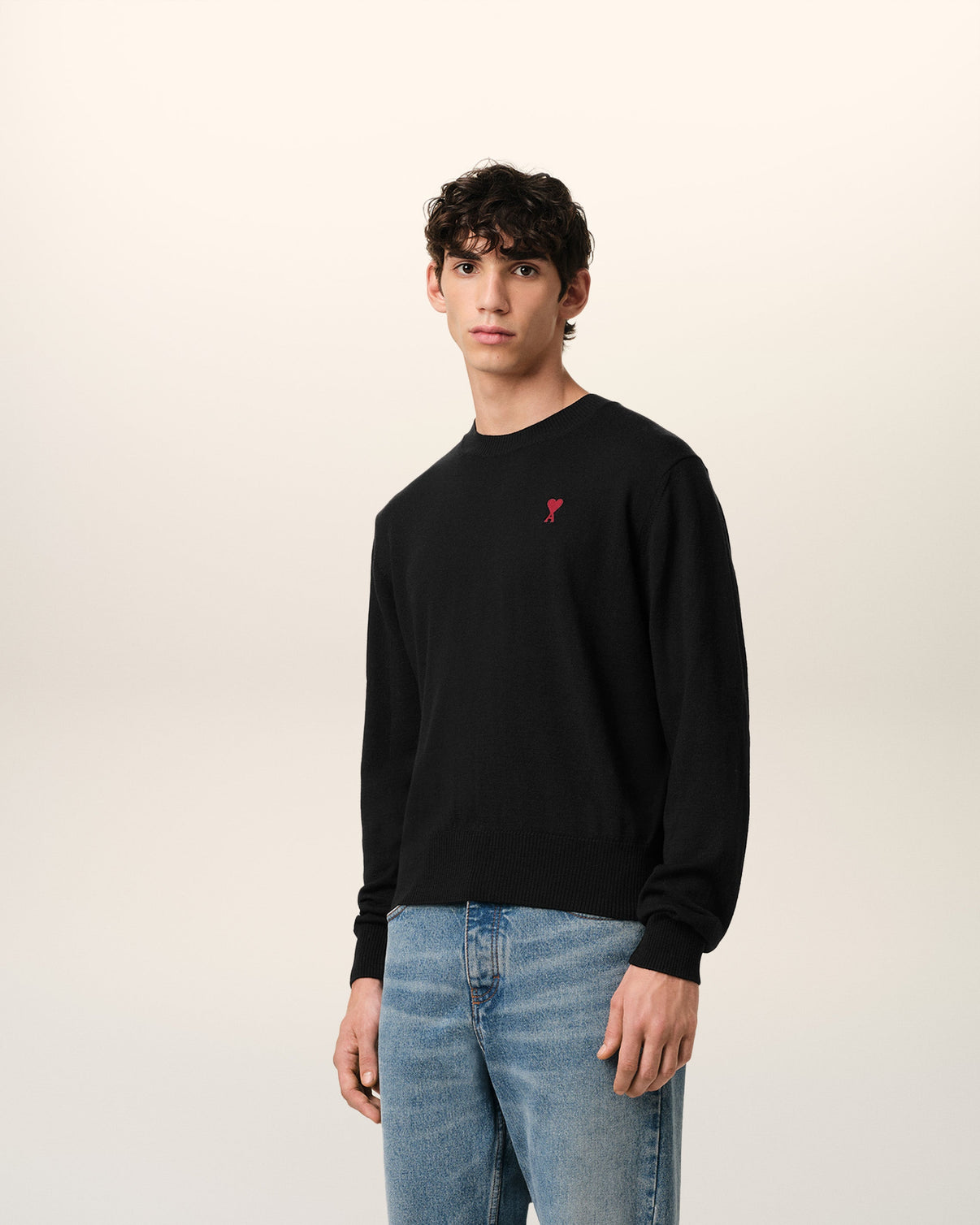 Black Wool Crew Neck Sweater