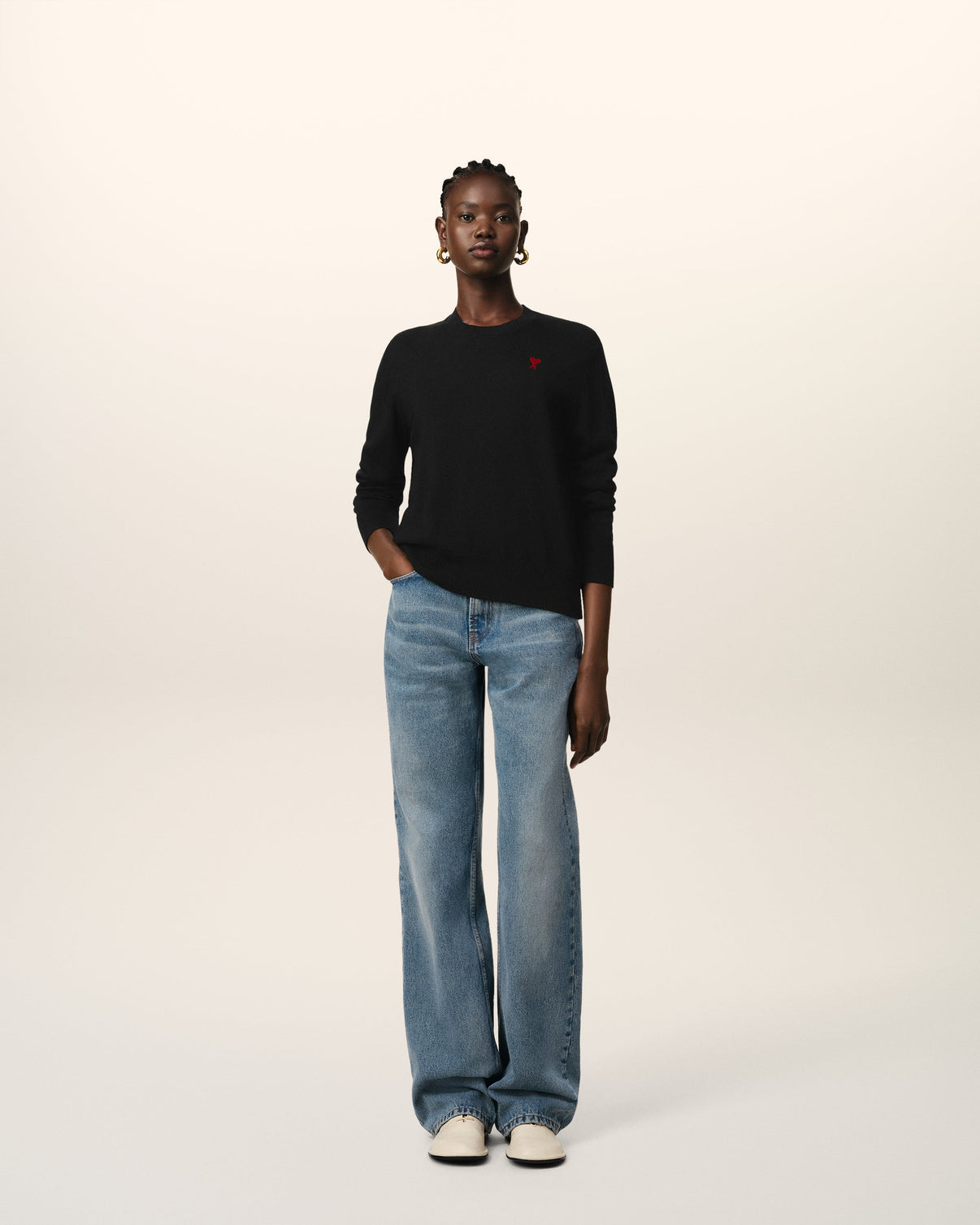 Black Wool Crew Neck Sweater