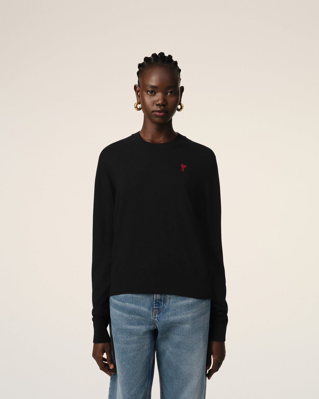Black Wool Crew Neck Sweater