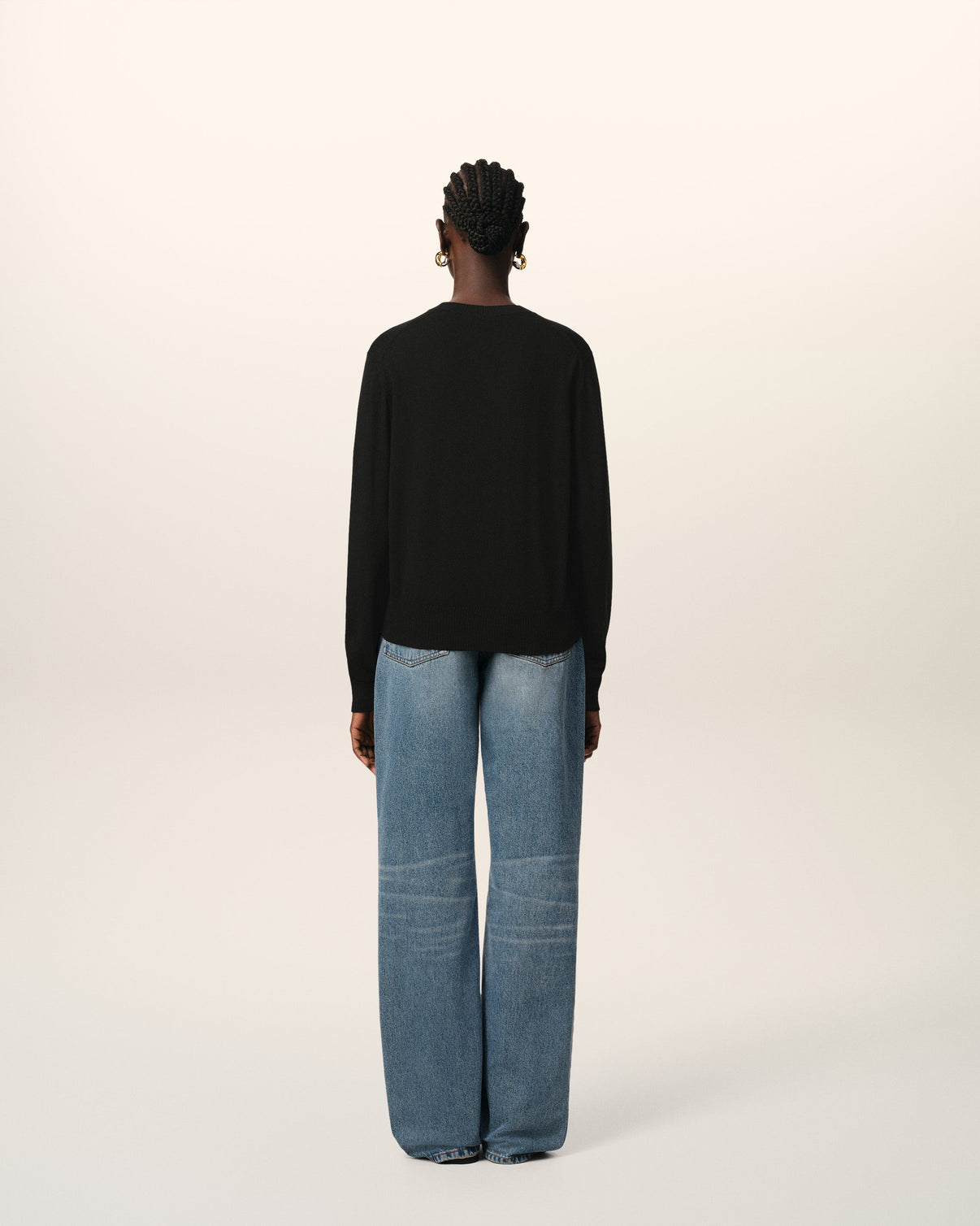 Black Wool Crew Neck Sweater