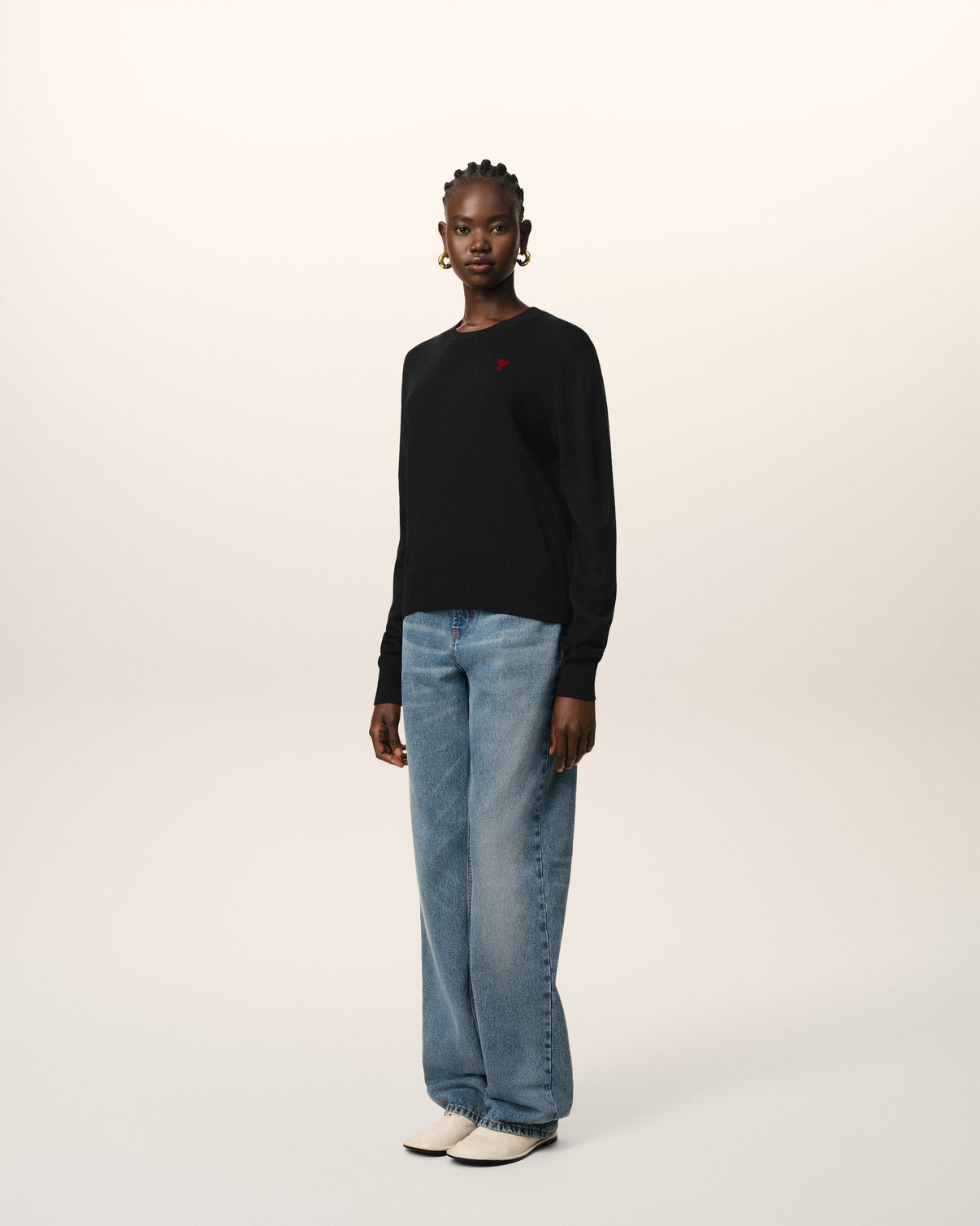 Black Wool Crew Neck Sweater