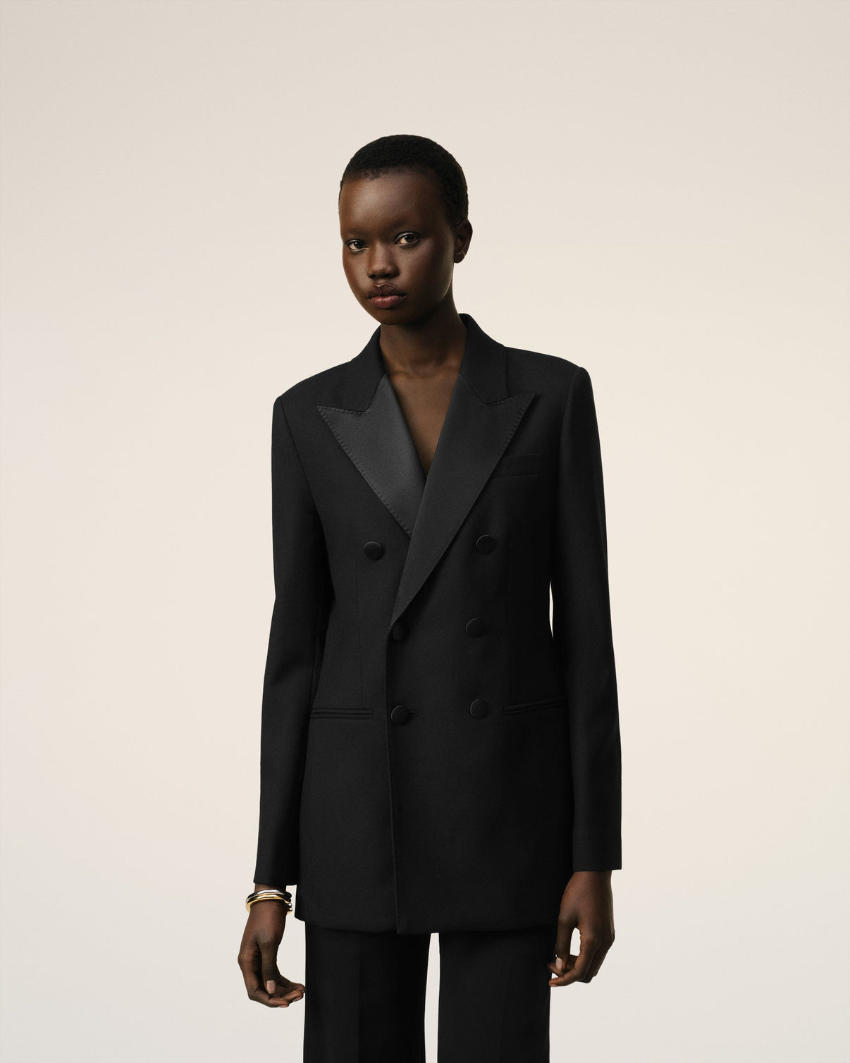 Black Wool Double Breasted Jacket