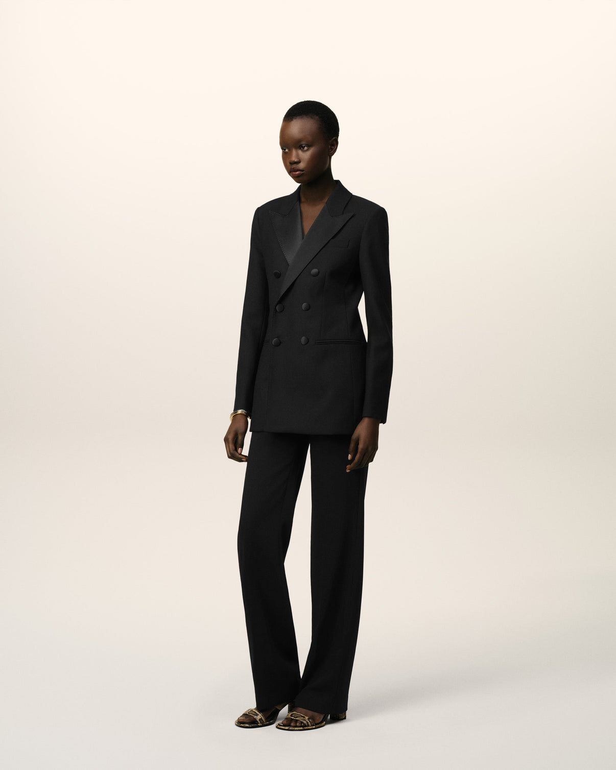 Black Wool Double Breasted Jacket