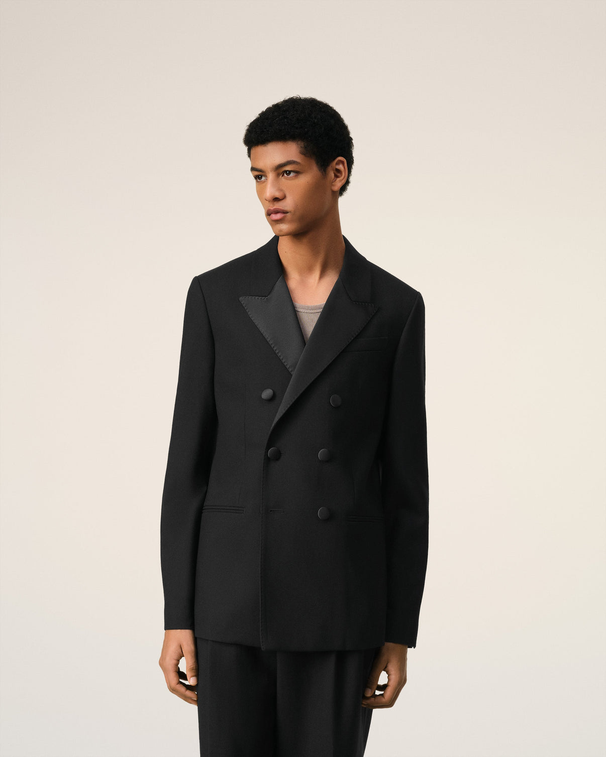 Black Wool Double Breasted Jacket