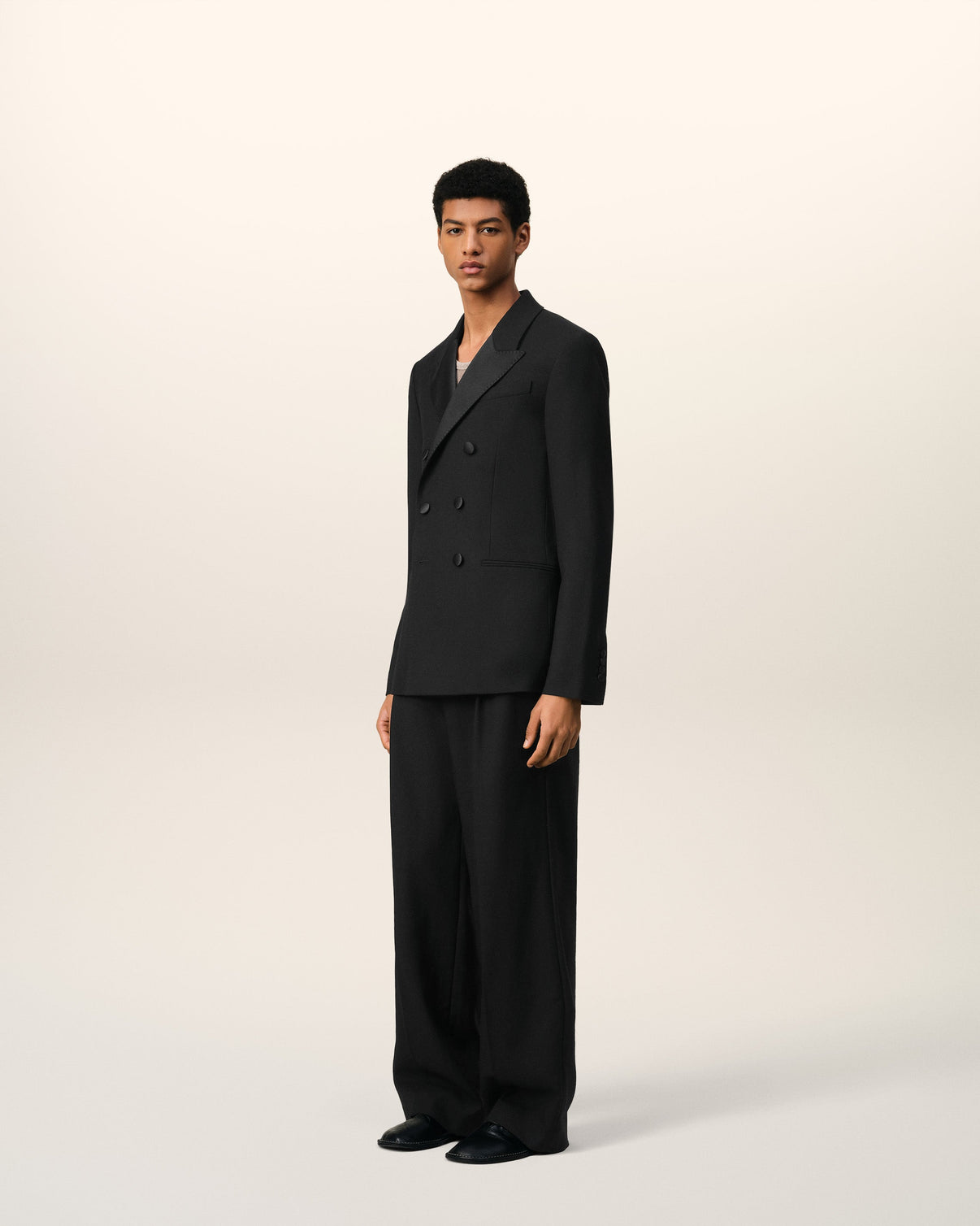 Black Wool Double Breasted Jacket