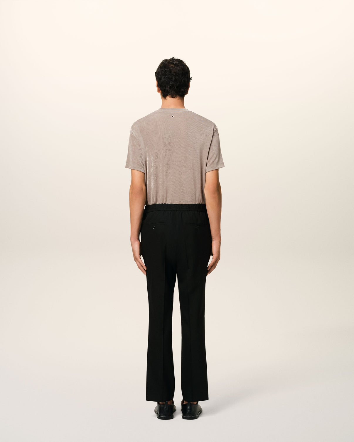 Black Wool Elasticated Waist Trousers