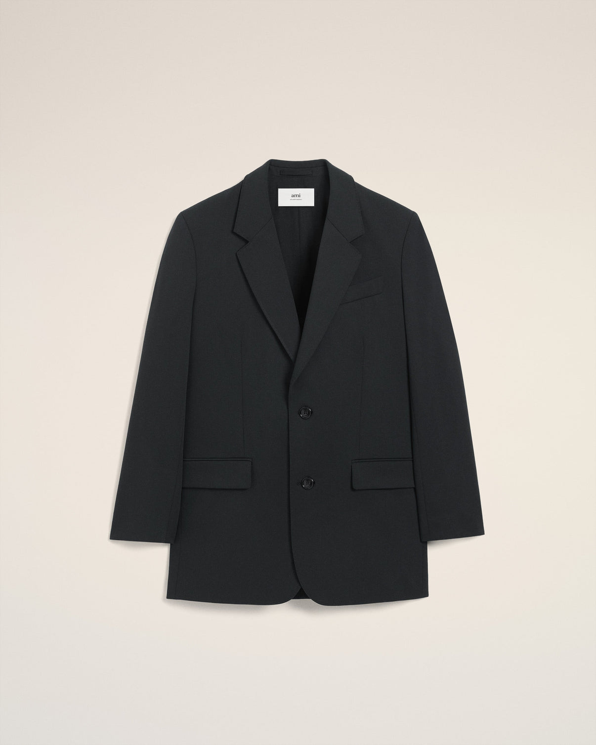 Black Wool Loose Double Breasted Jacket