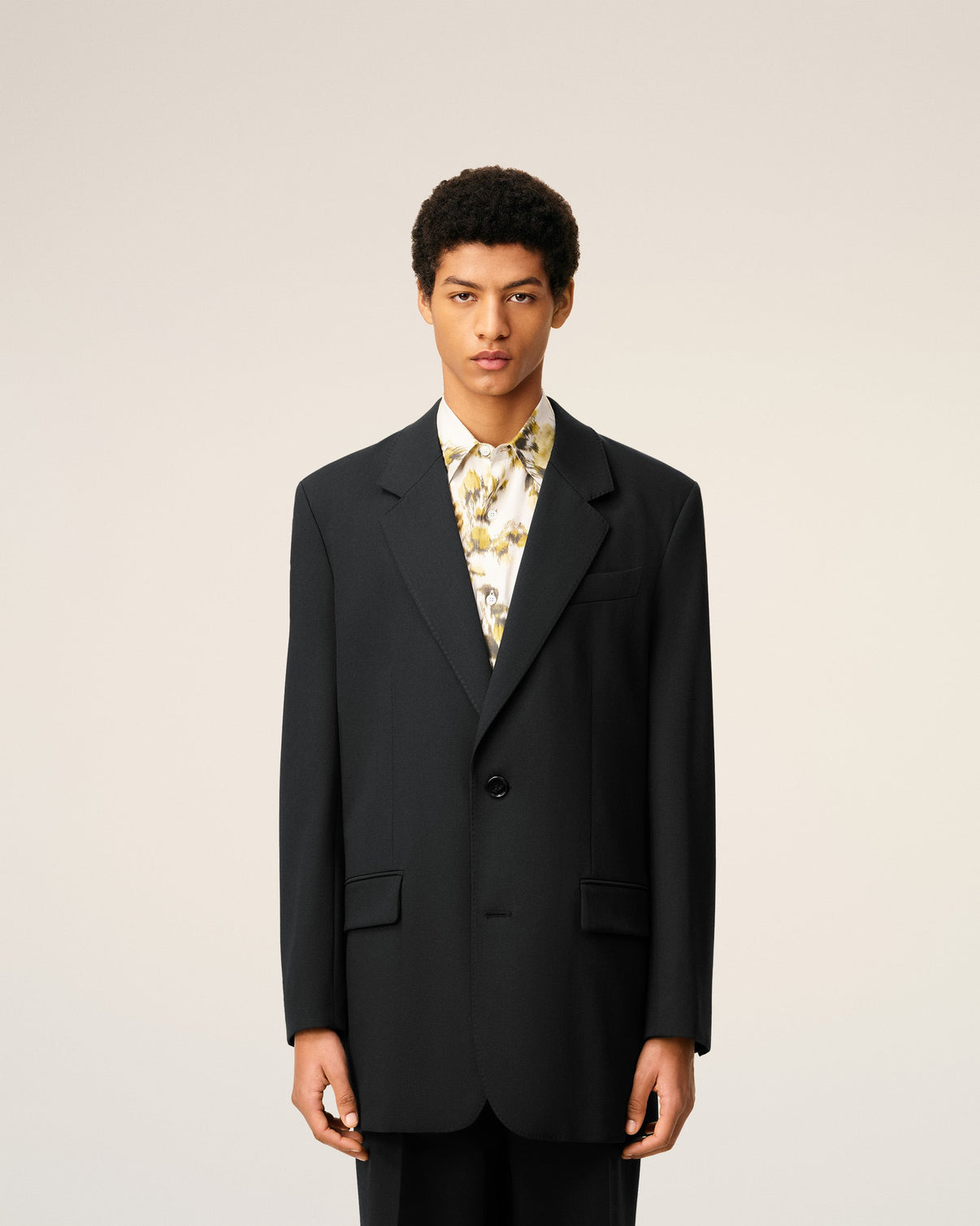 Black Wool Loose Double Breasted Jacket