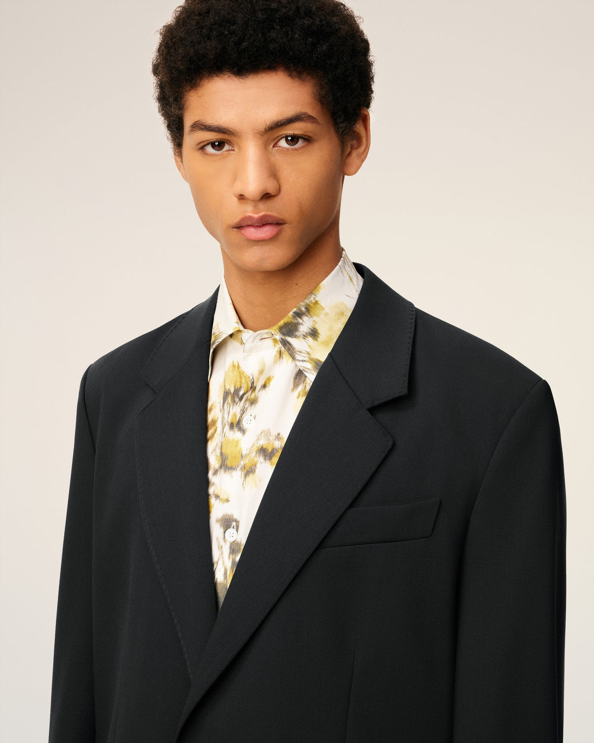Black Wool Loose Double Breasted Jacket