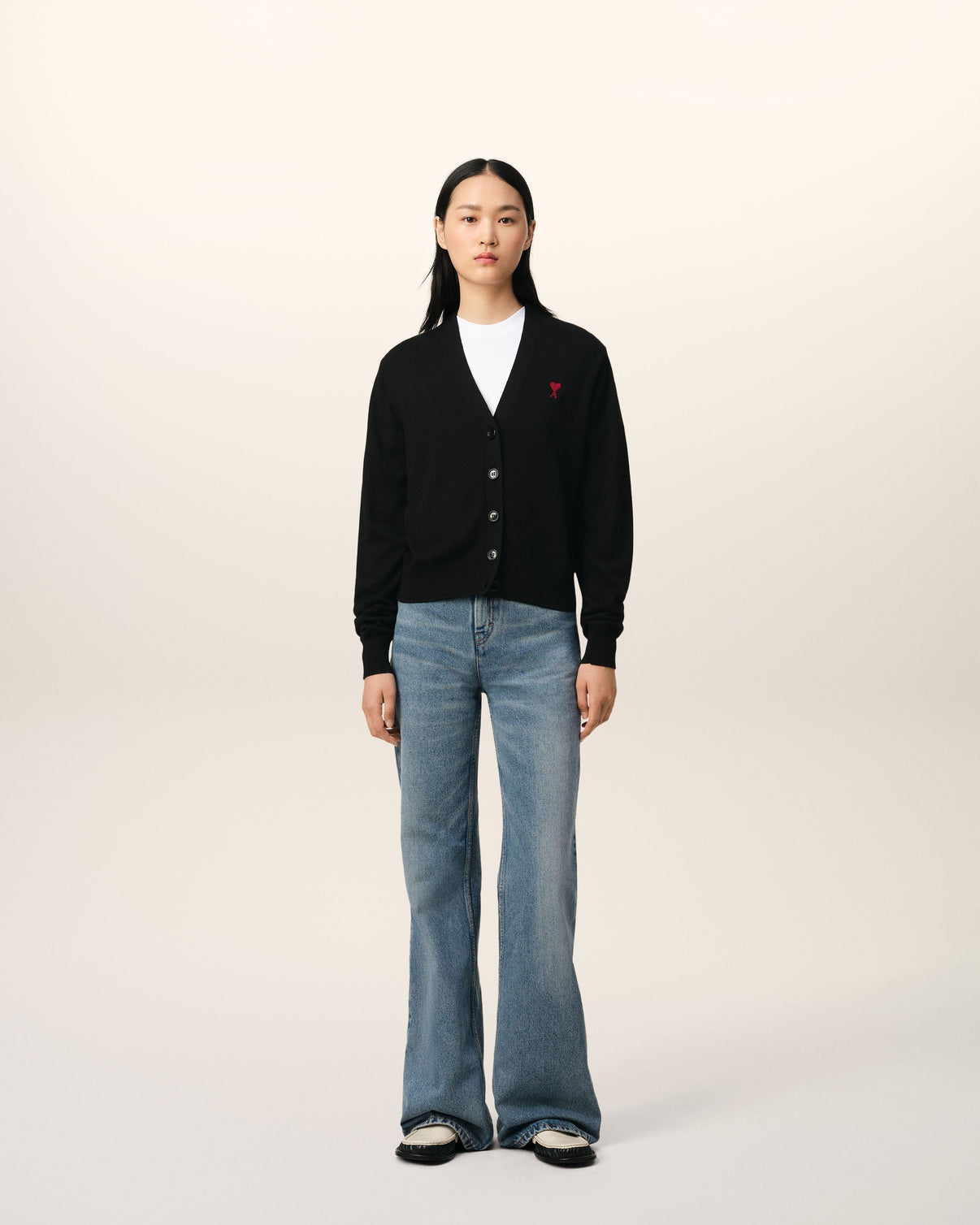 Black Wool Red Cardigan