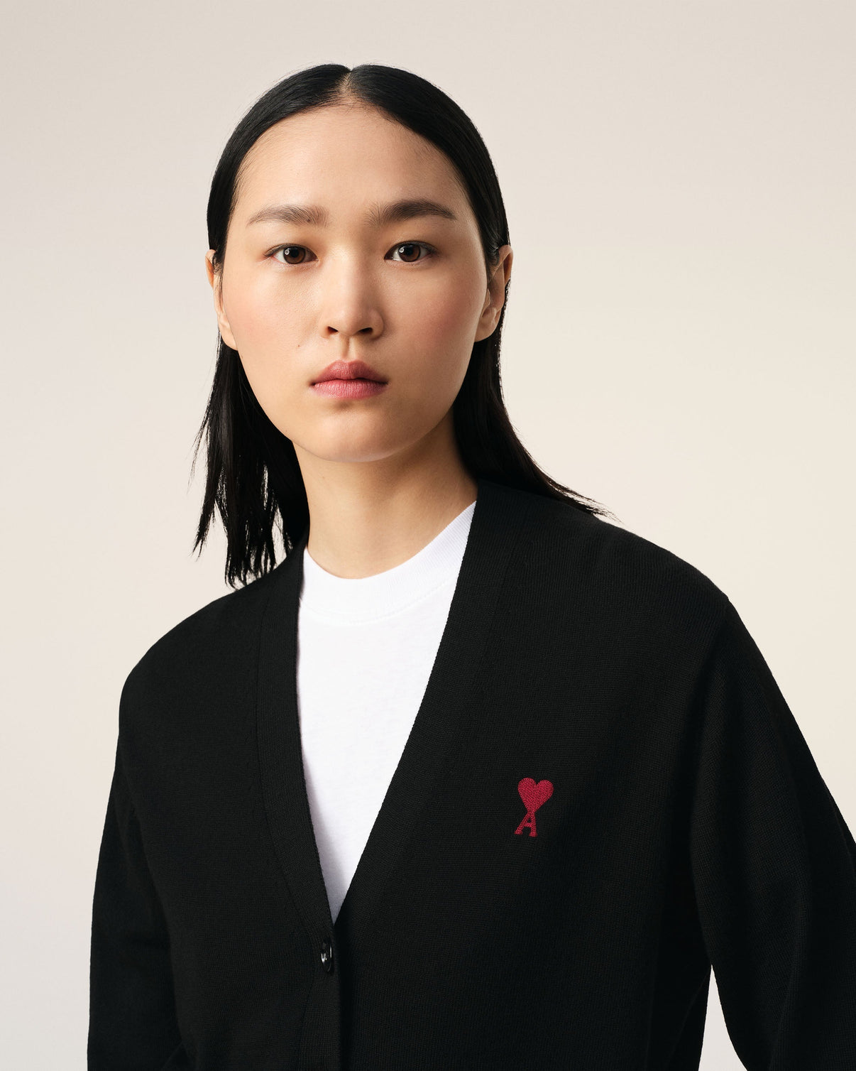 Black Wool Red Cardigan