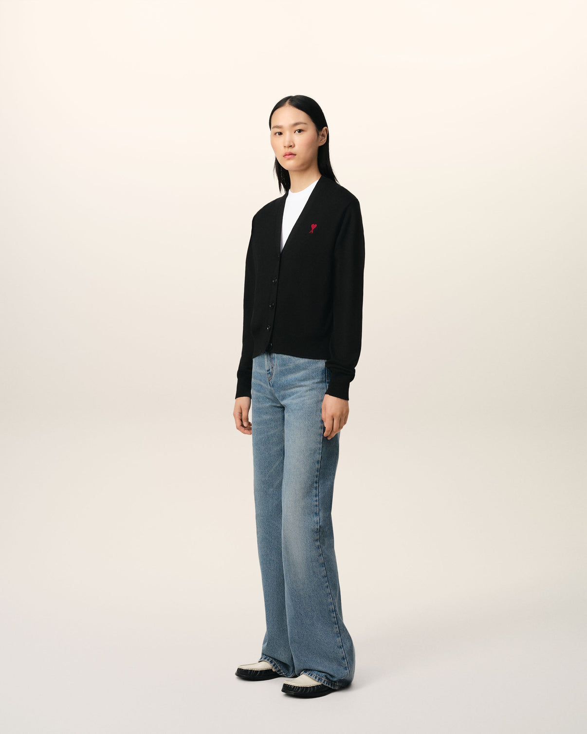 Black Wool Red Cardigan
