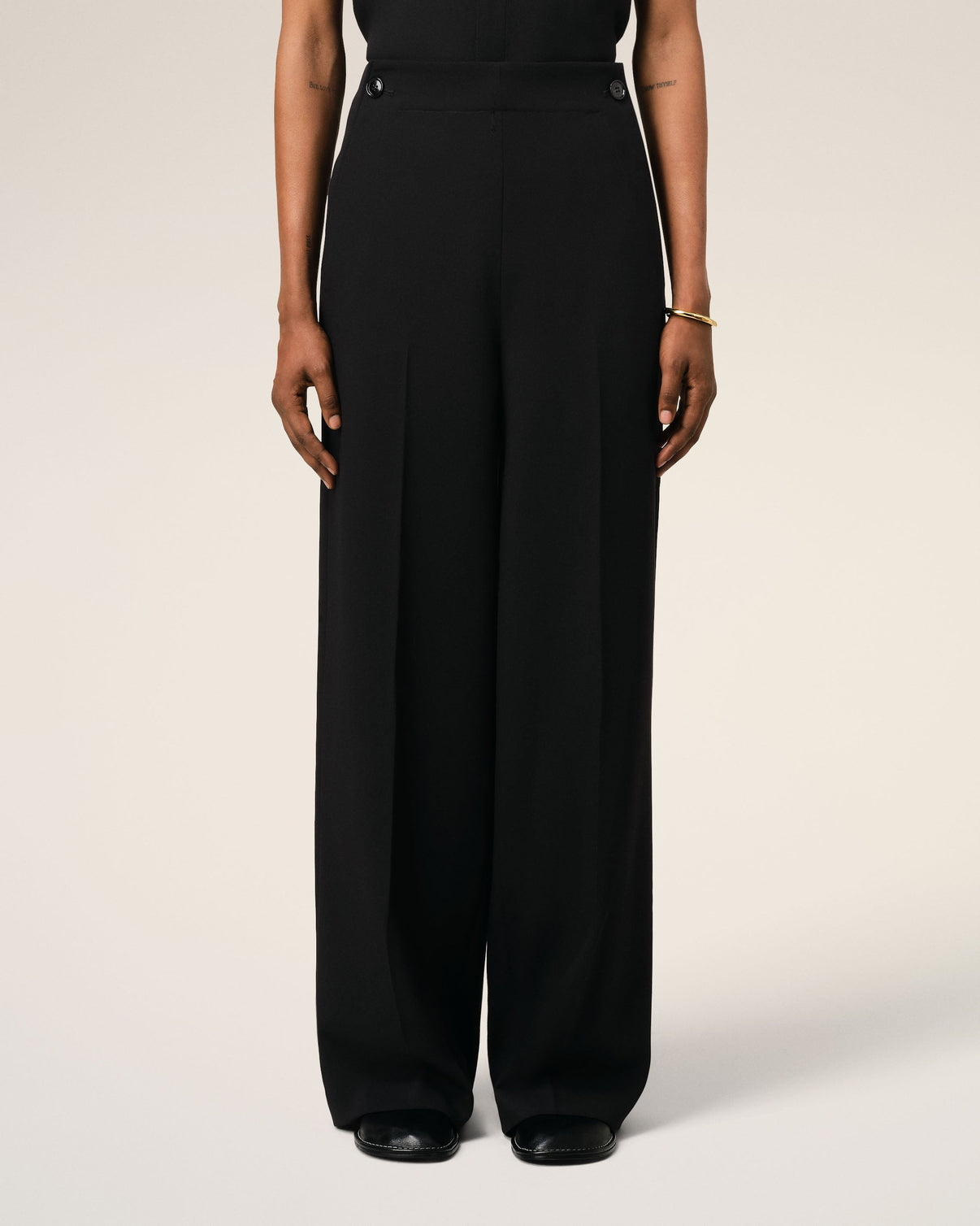 Black Wool Sailor Trousers
