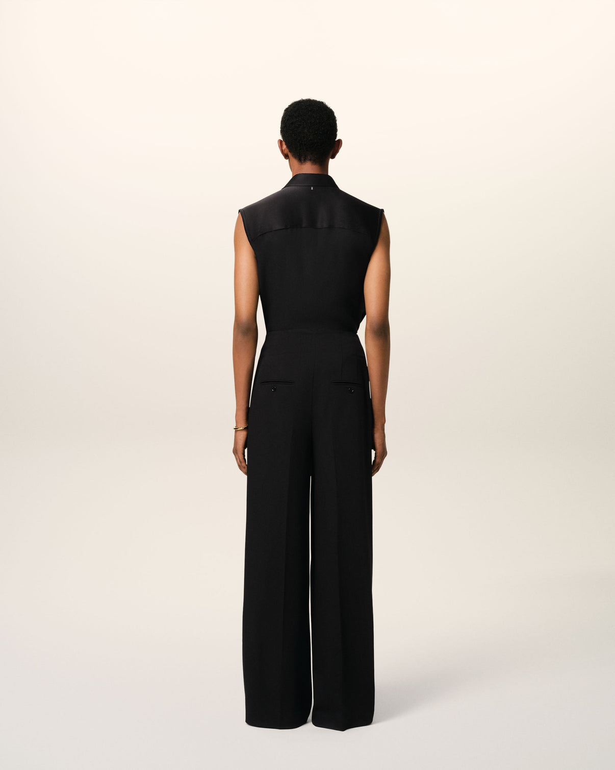 Black Wool Sailor Trousers