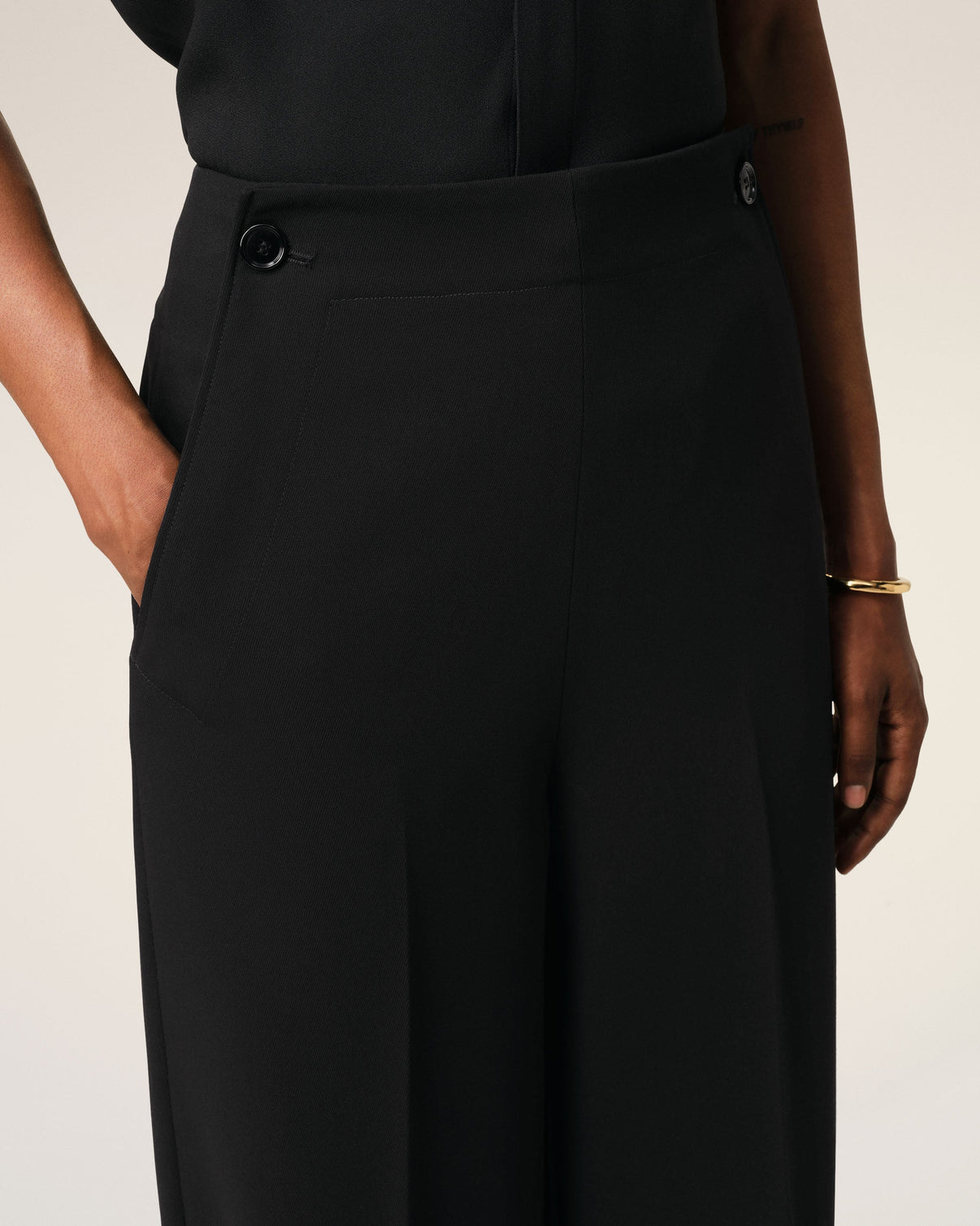 Black Wool Sailor Trousers