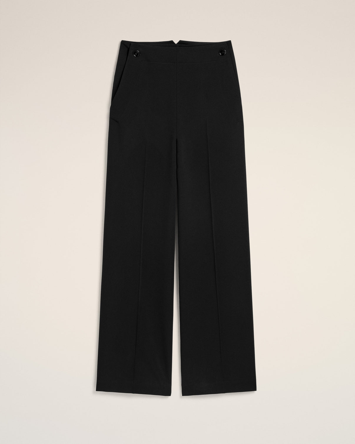 Black Wool Sailor Trousers