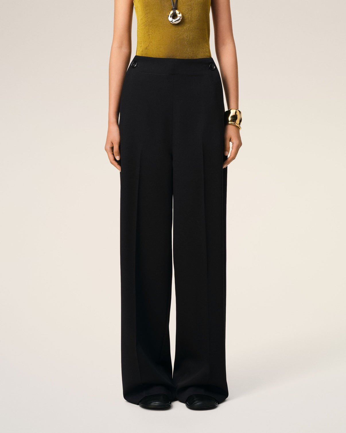 Black Wool Sailor Trousers