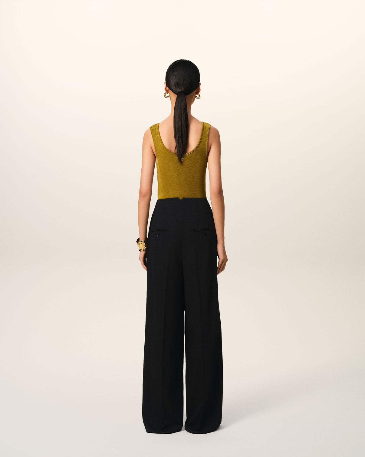 Black Wool Sailor Trousers