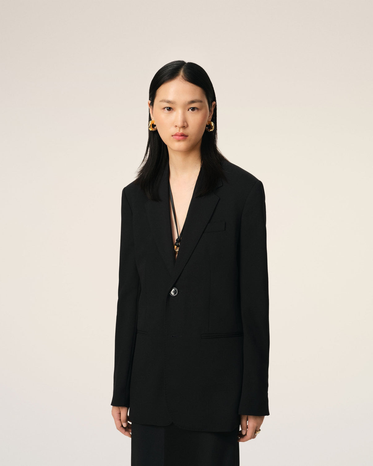 Black Wool Semi-Lined Jacket