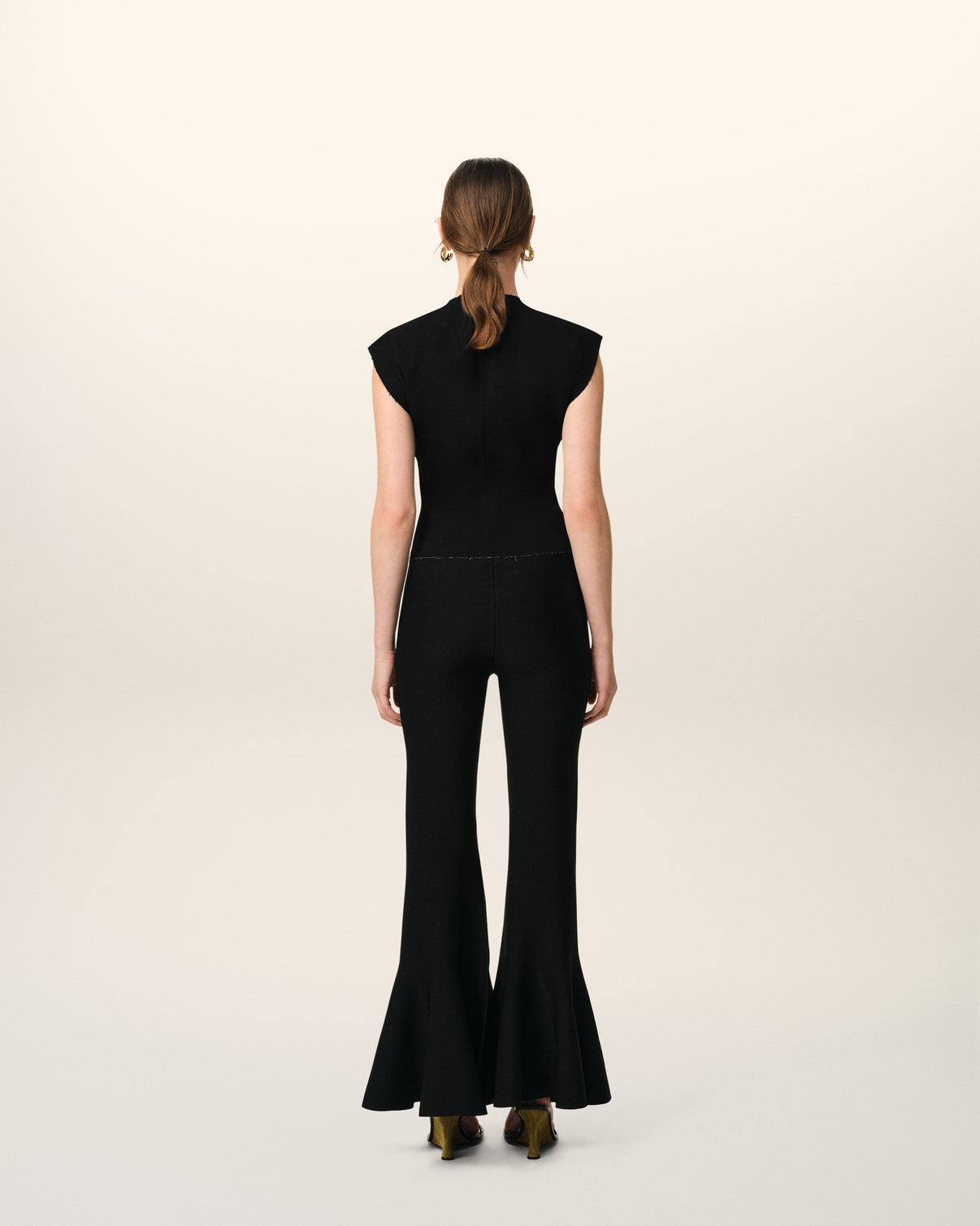 Black Wool Sleeveless Bicolor Top