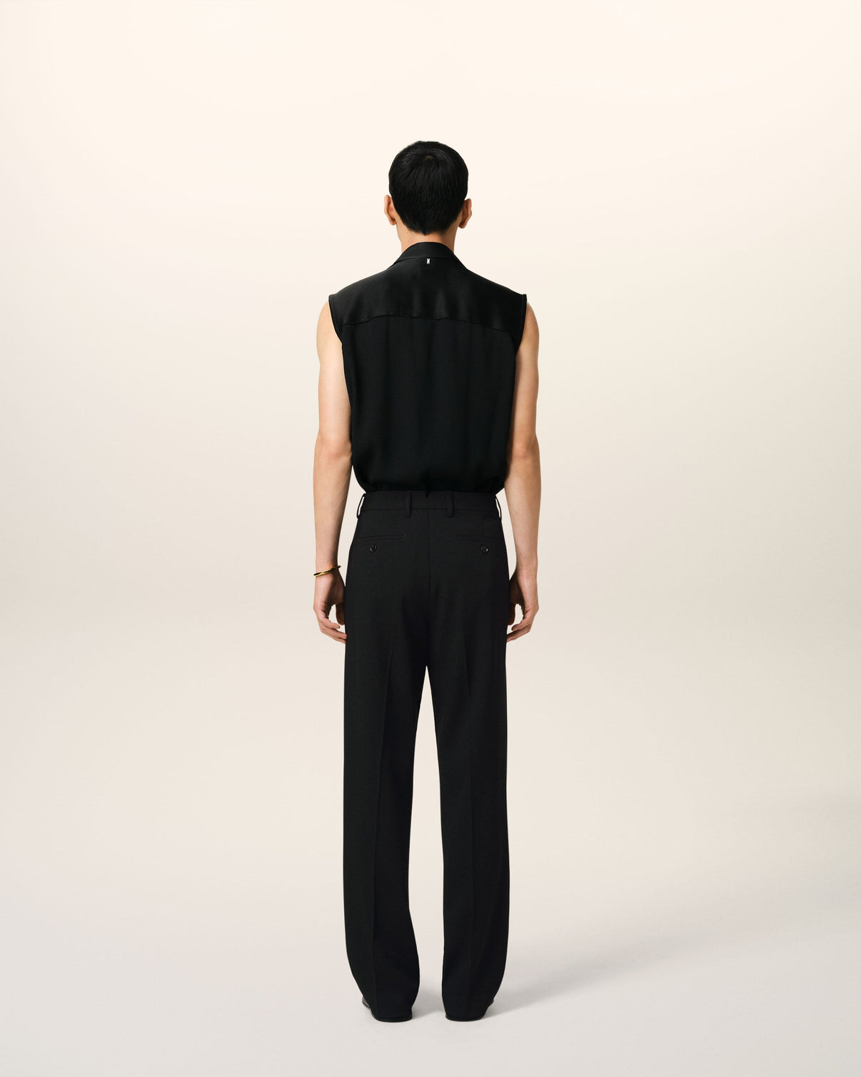 Black Wool Straight Fit Trousers