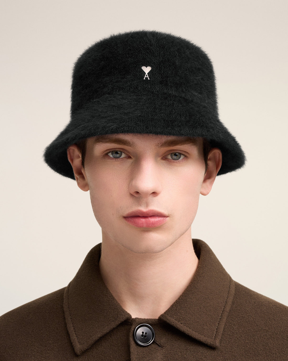 Black Wool Stud Bucket Hat