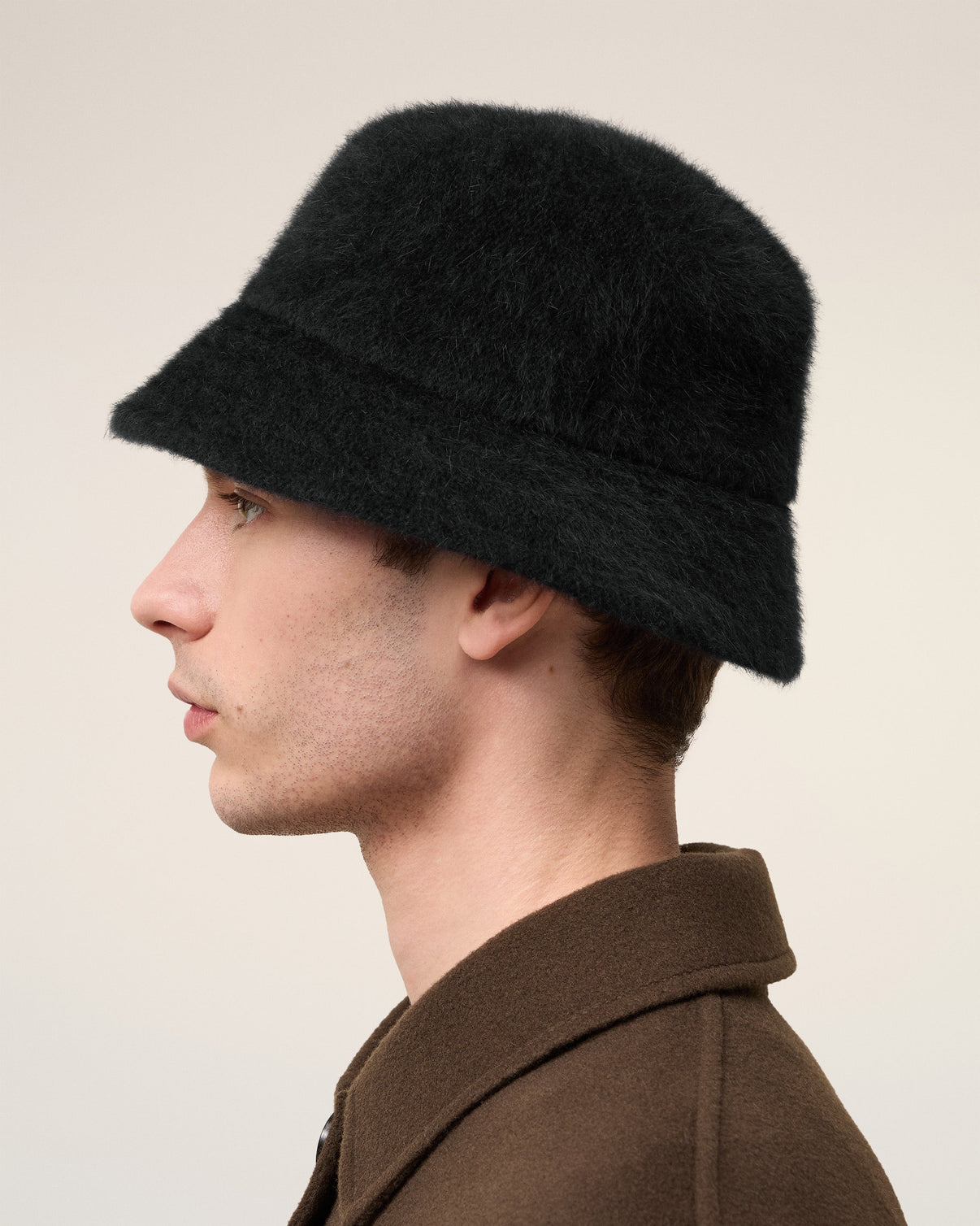 Black Wool Stud Bucket Hat
