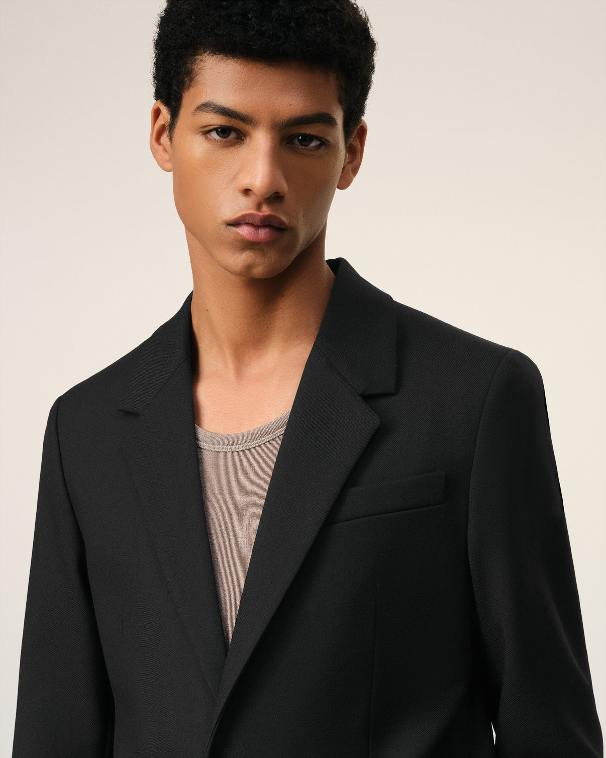 Black Wool Two Button Jacket