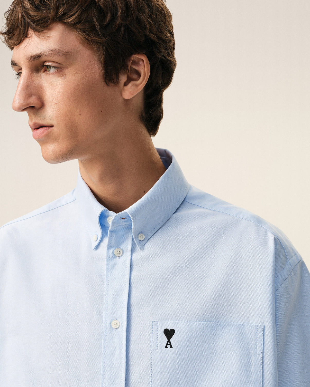Blue Cotton Boxy Embroidered