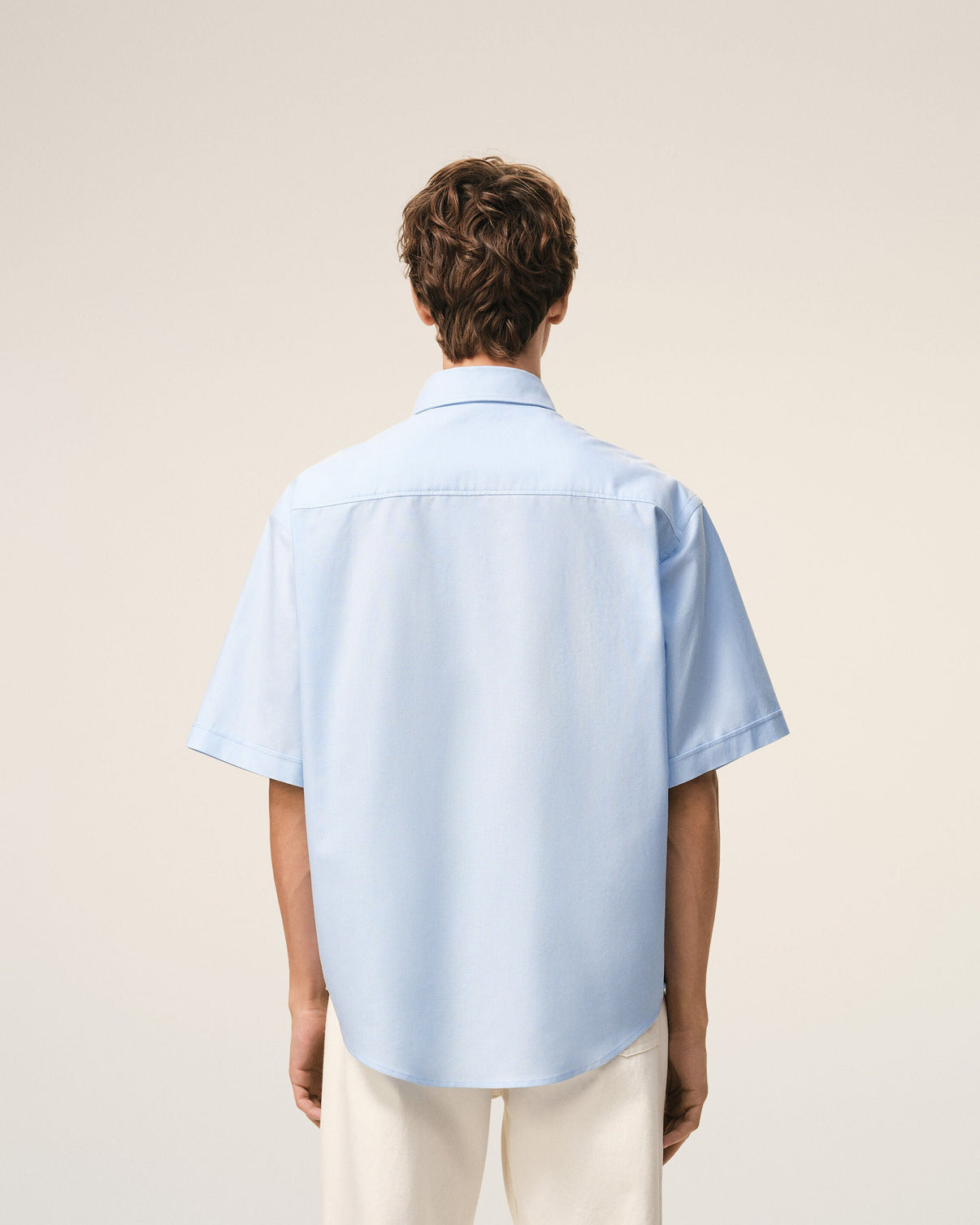 Blue Cotton Boxy Embroidered