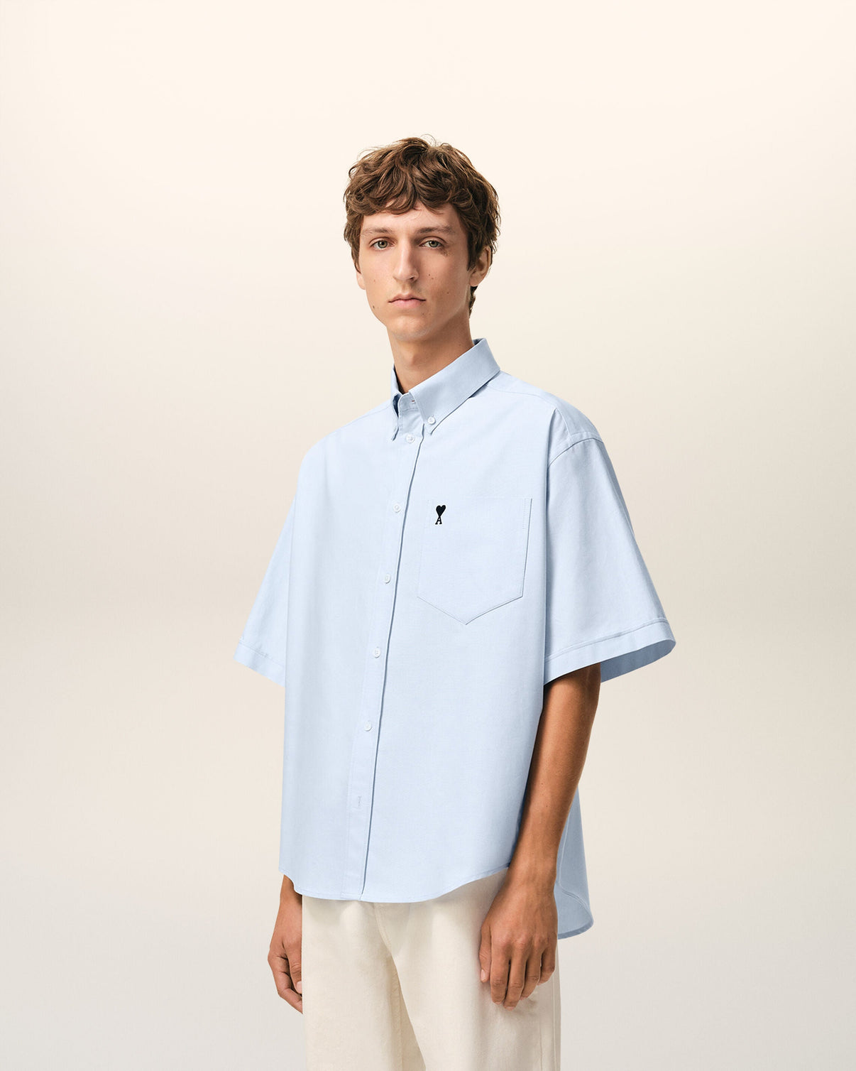 Blue Cotton Boxy Embroidered