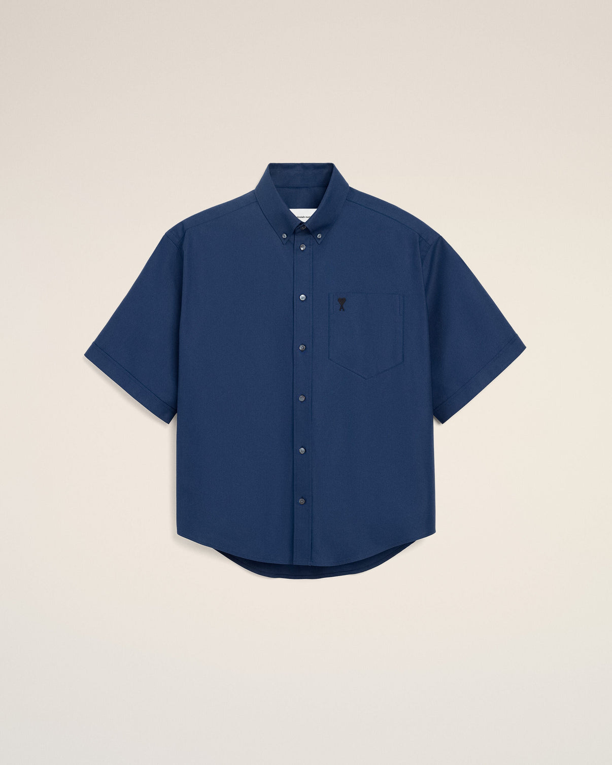 Blue Cotton Boxy Embroidered