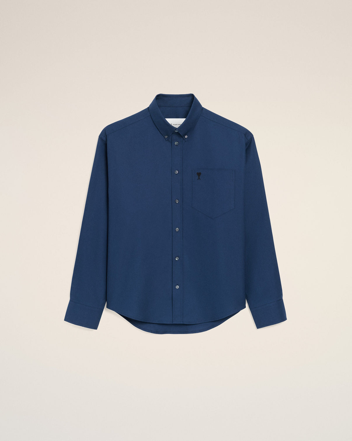 Blue Cotton Boxy Embroidered Shirt