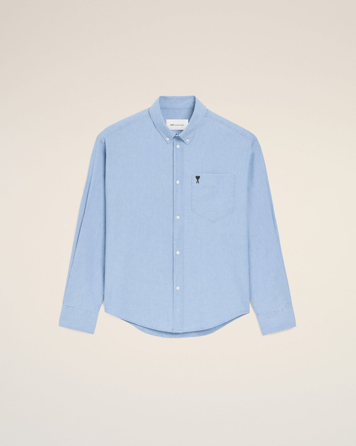 Blue Cotton Boxy Embroidered Shirt