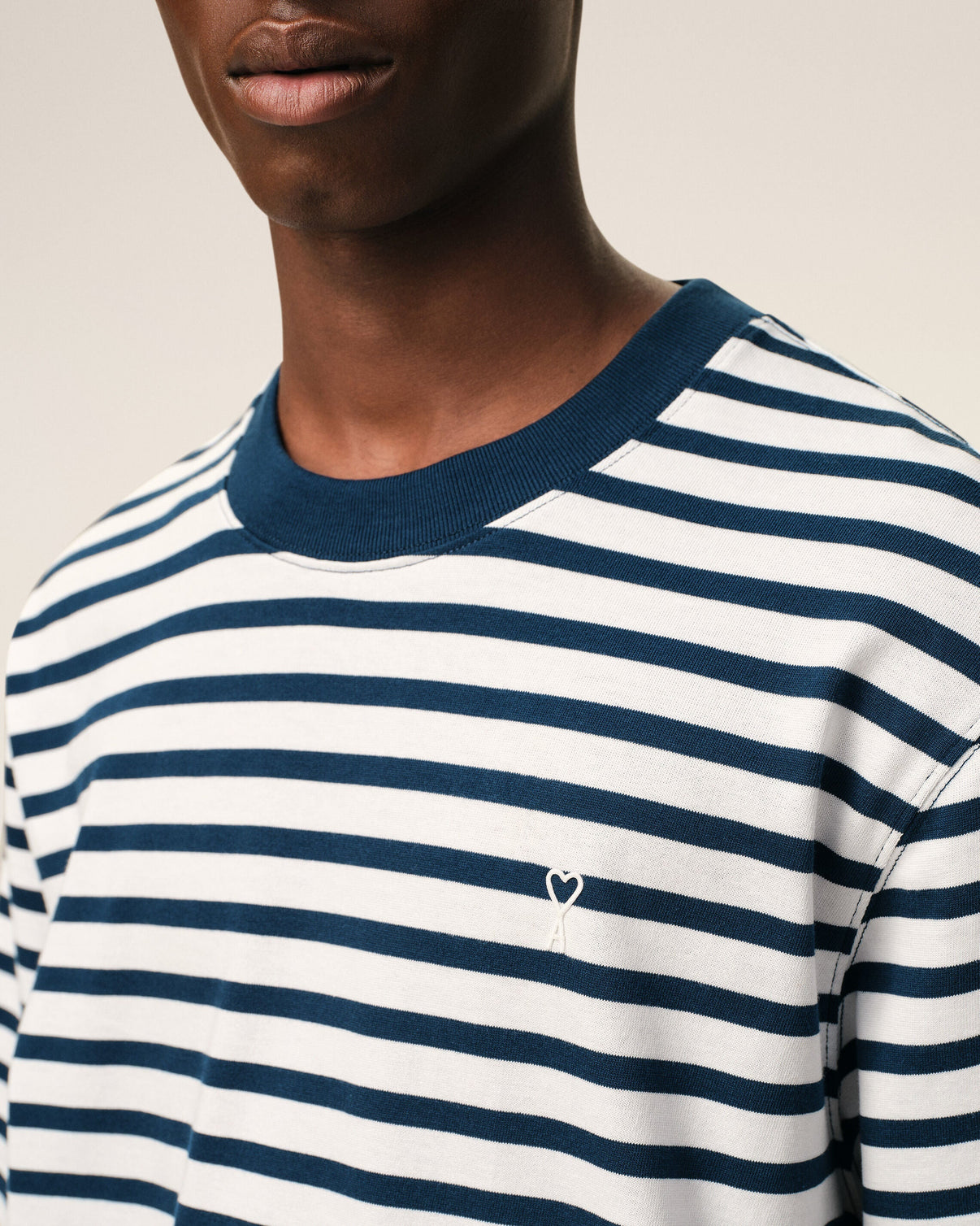 Blue Cotton Boxy Fit Mariniere T-shirt
