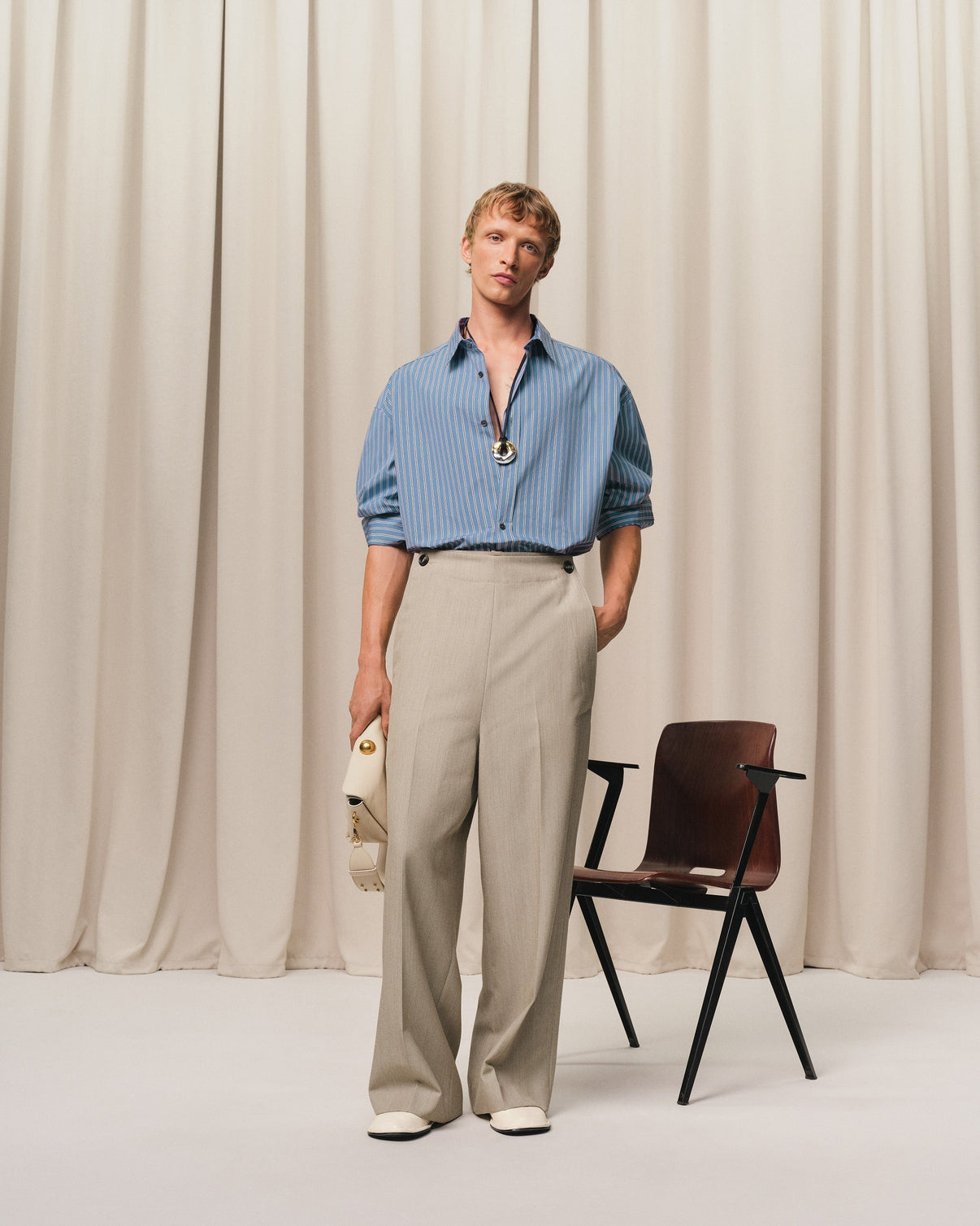Blue Cotton Boxy Fit Shirt