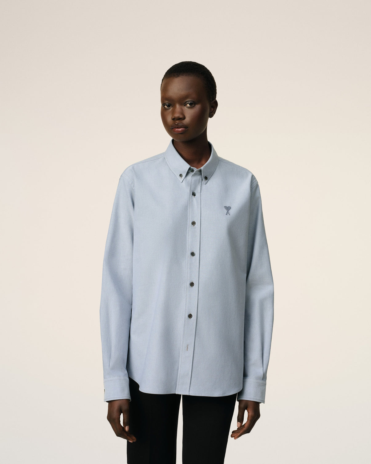 Blue Cotton Button-Down Shirt
