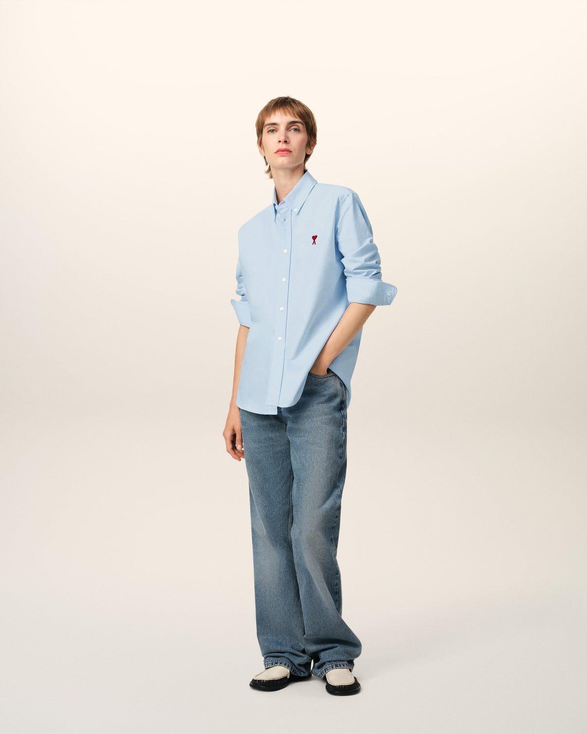 Blue Cotton Button Down Shirt