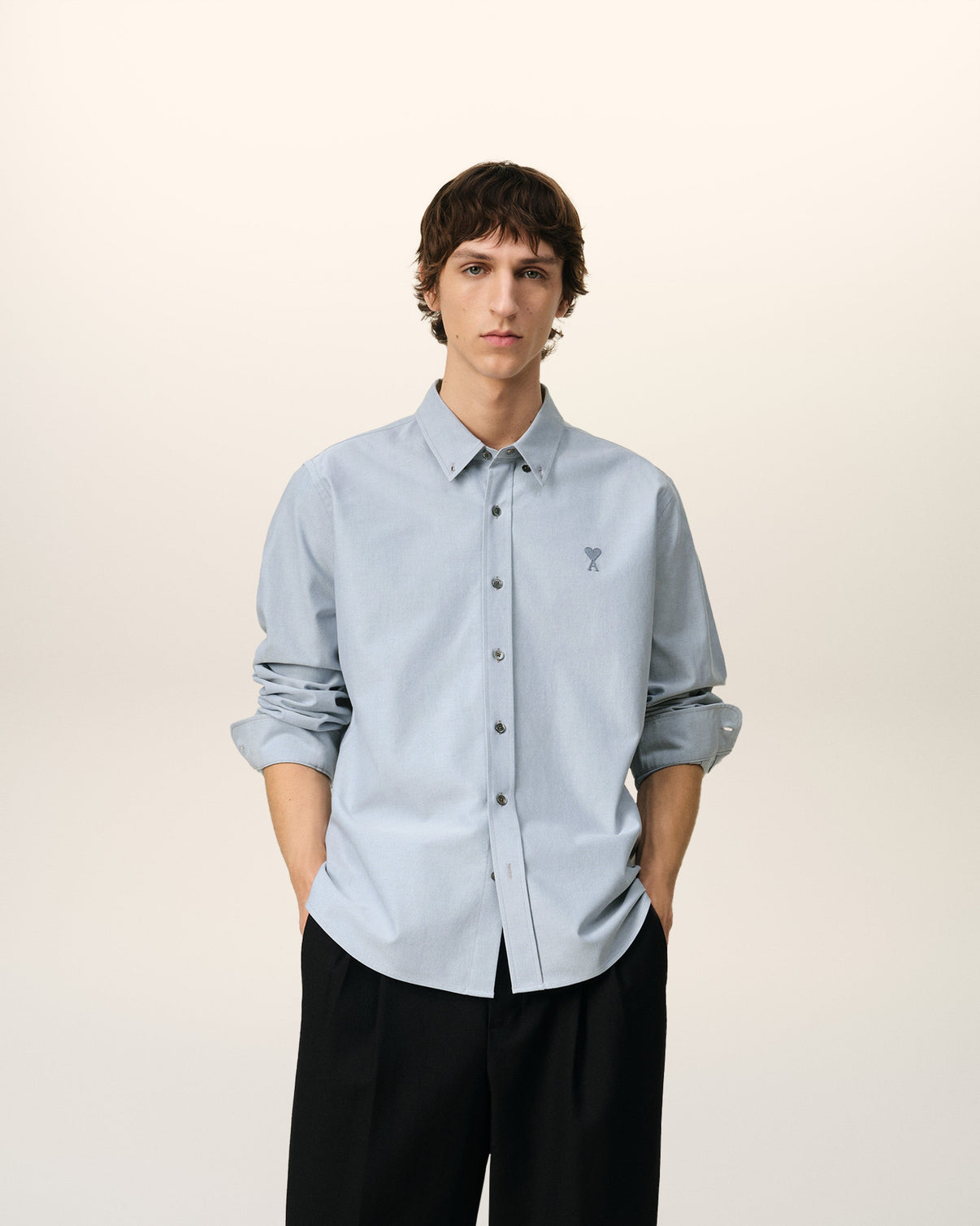 Blue Cotton Button-Down Shirt