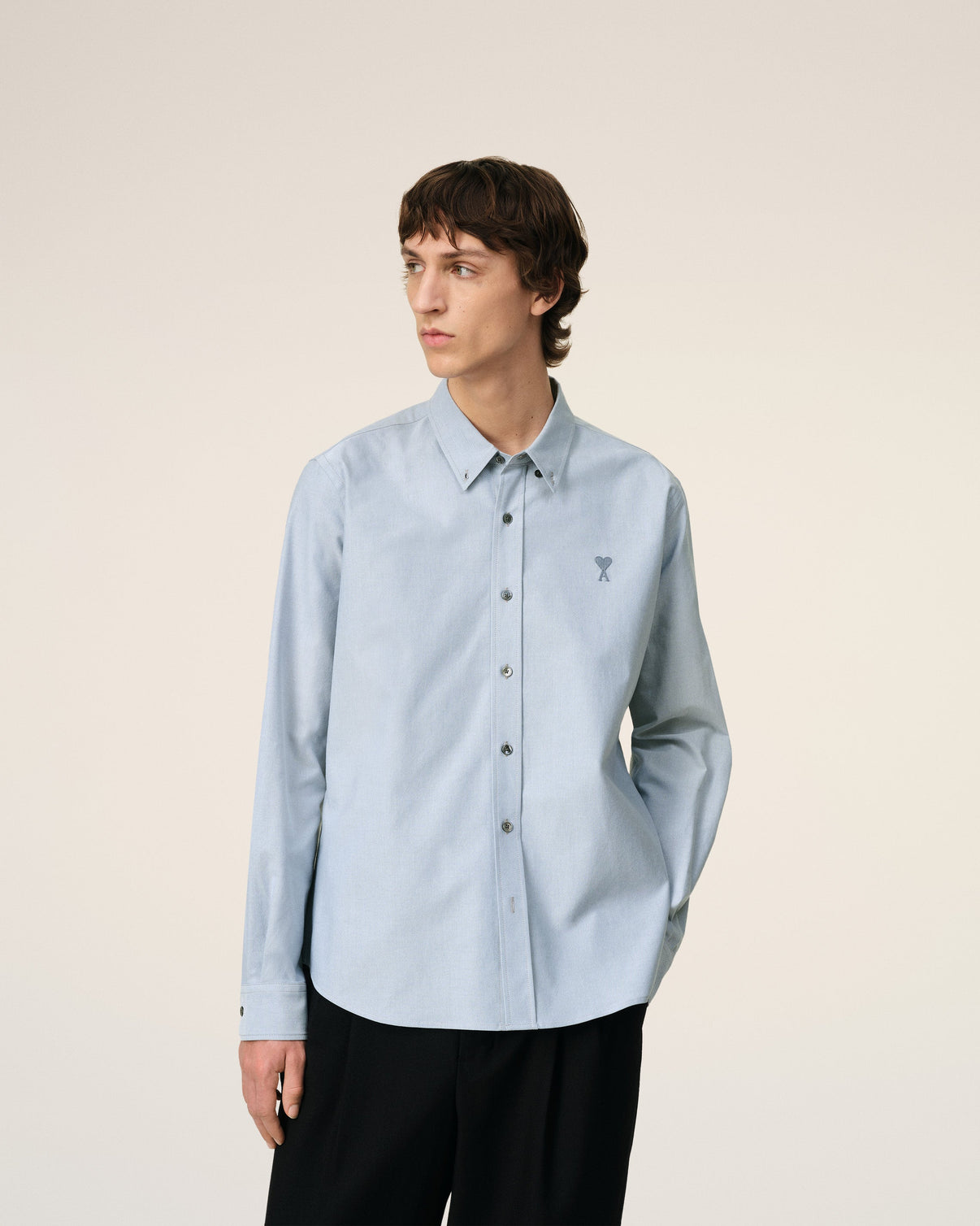 Blue Cotton Button-Down Shirt