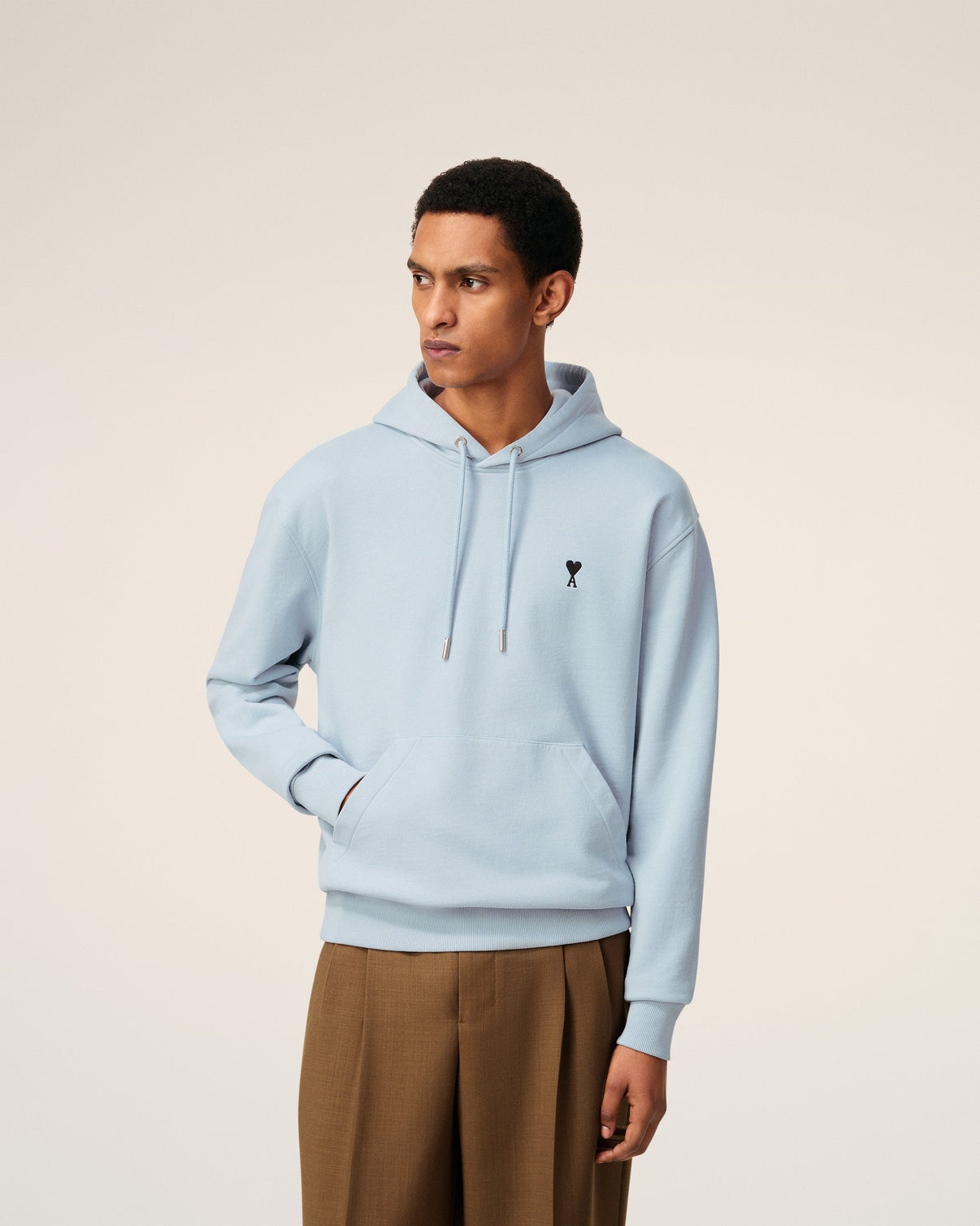 Blue Cotton Contrasted Hoodie