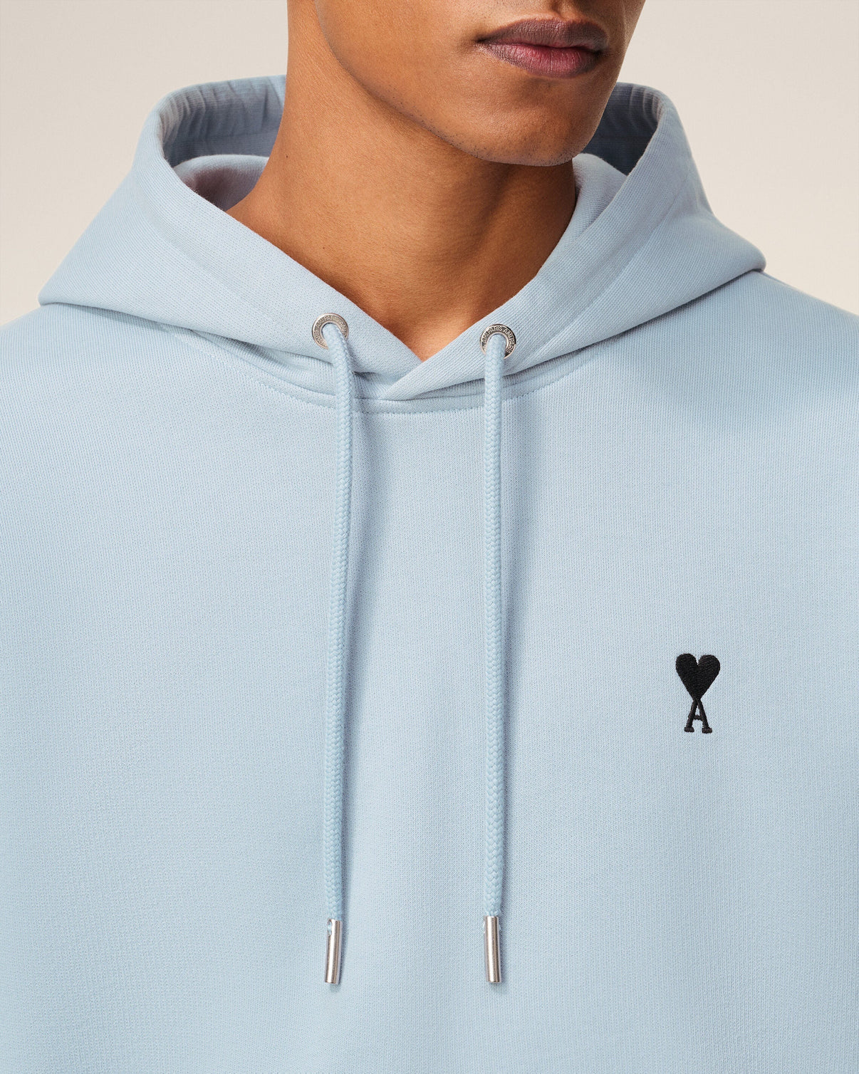 Blue Cotton Contrasted Hoodie