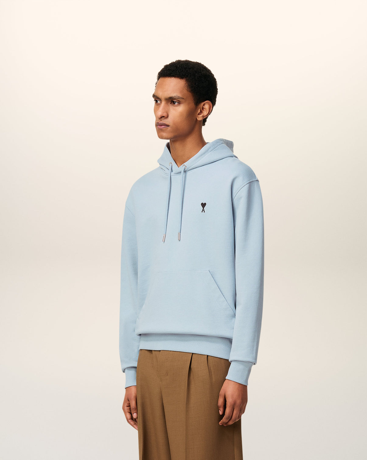Blue Cotton Contrasted Hoodie