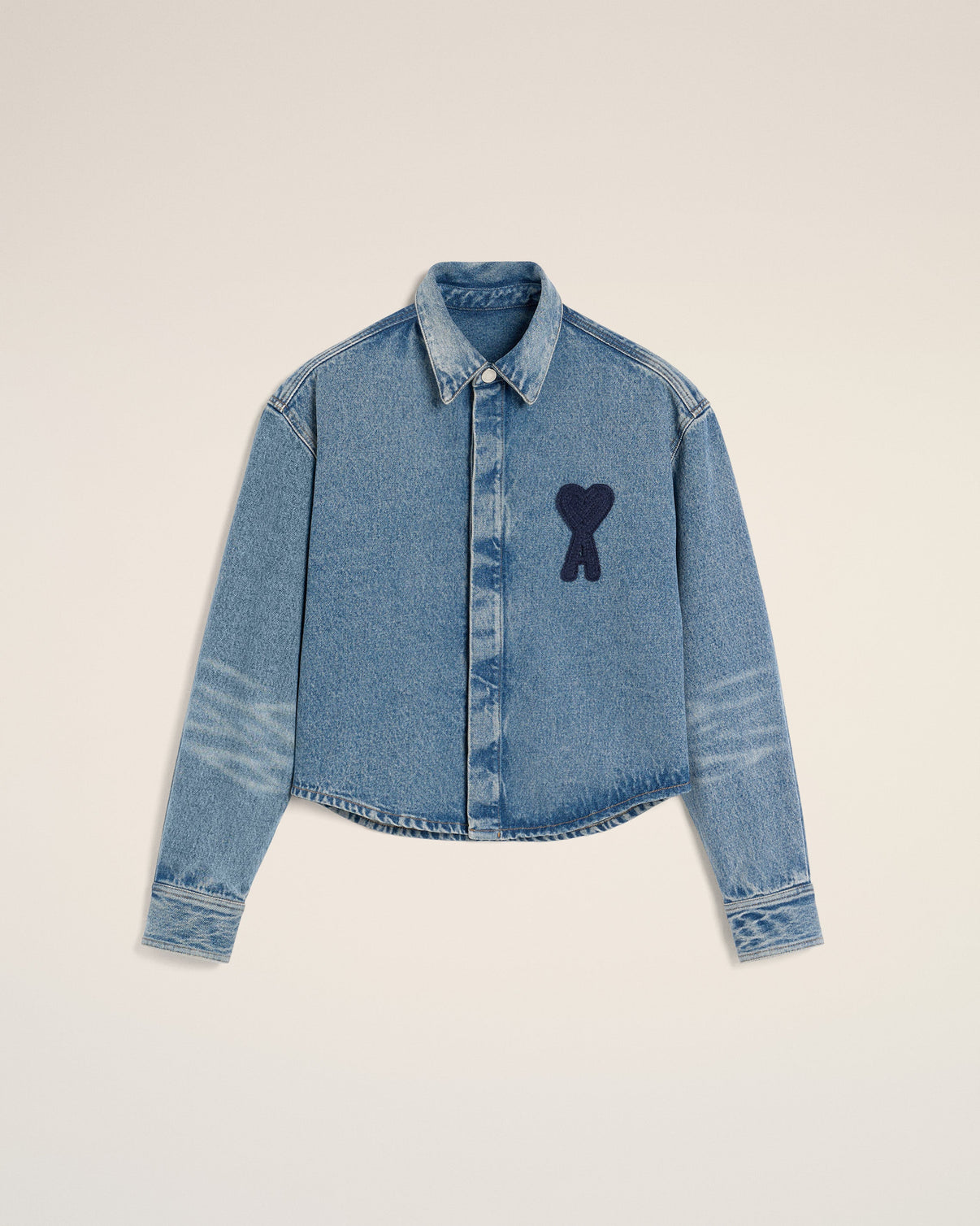 Blue Cotton Cropped Shirt