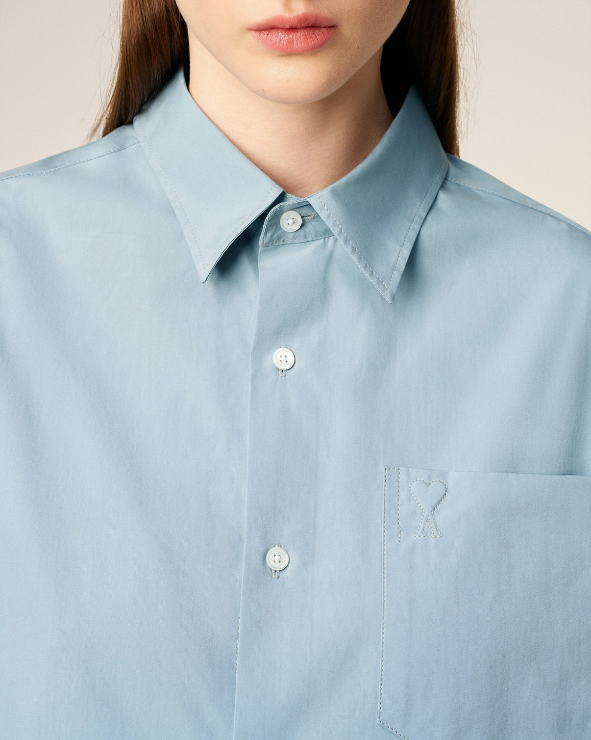 Blue Cotton Embossed Boxy Shirt