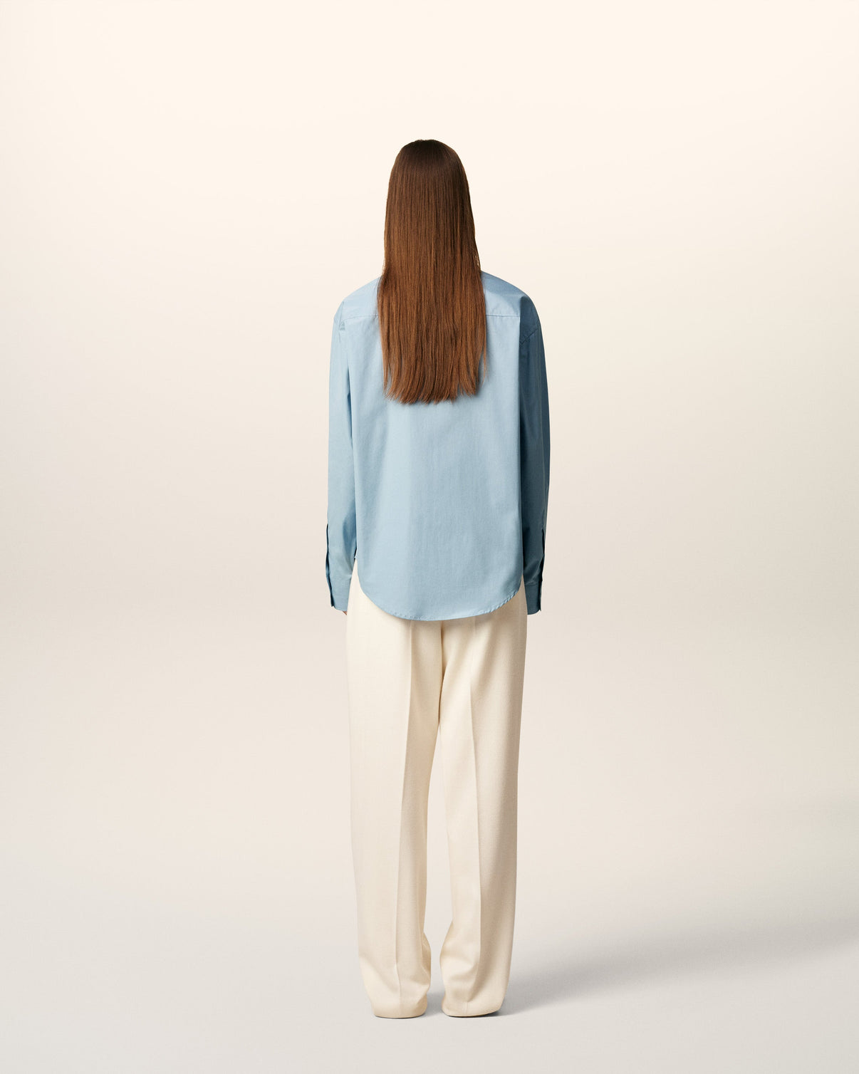 Blue Cotton Embossed Boxy Shirt
