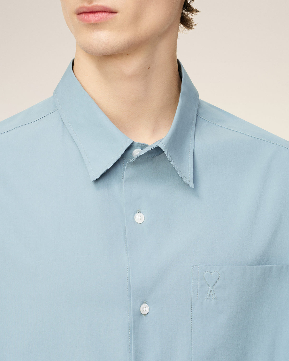 Blue Cotton Embossed Boxy Shirt